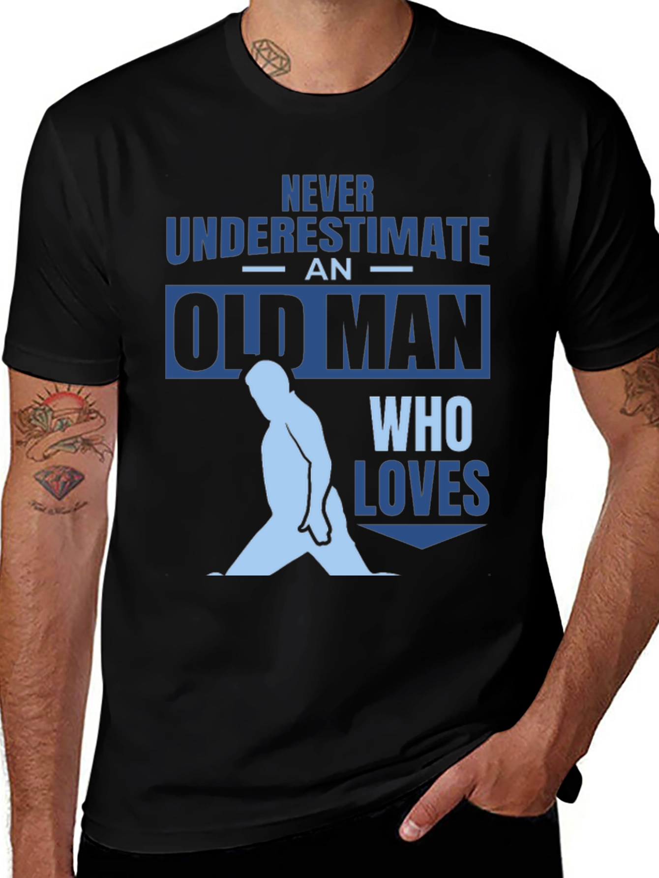 Variant 11 of Never Underestimate Old Man Black T-Shirt