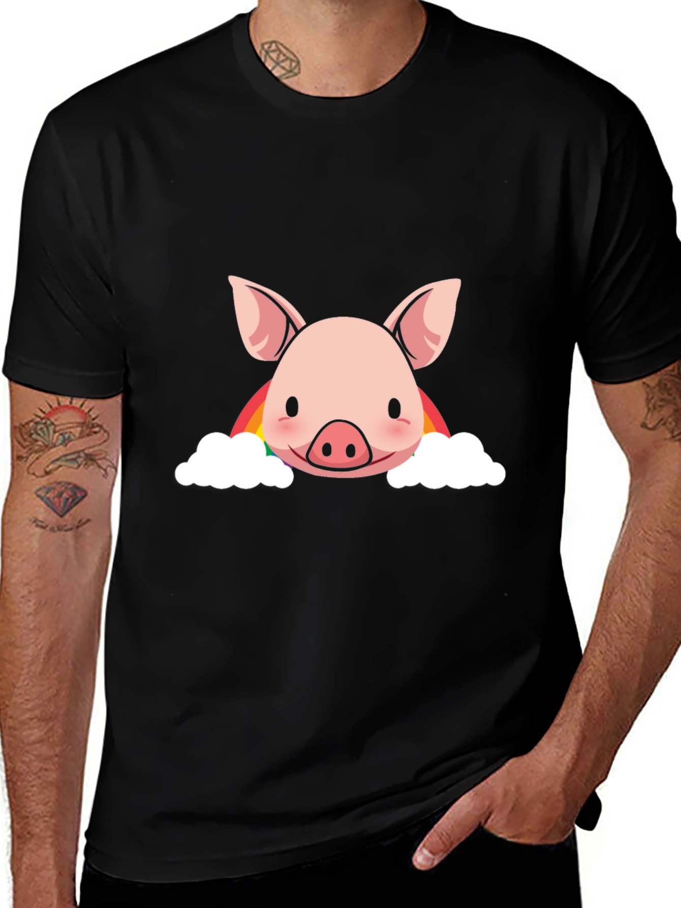 Rainbow Pig Graphic T-Shirt