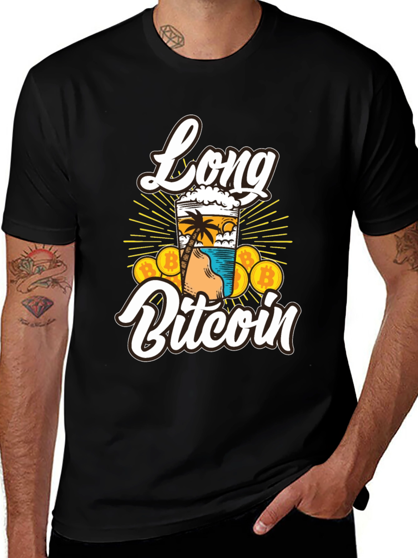 Variant 11 of Long Bitcoin Black T-Shirt