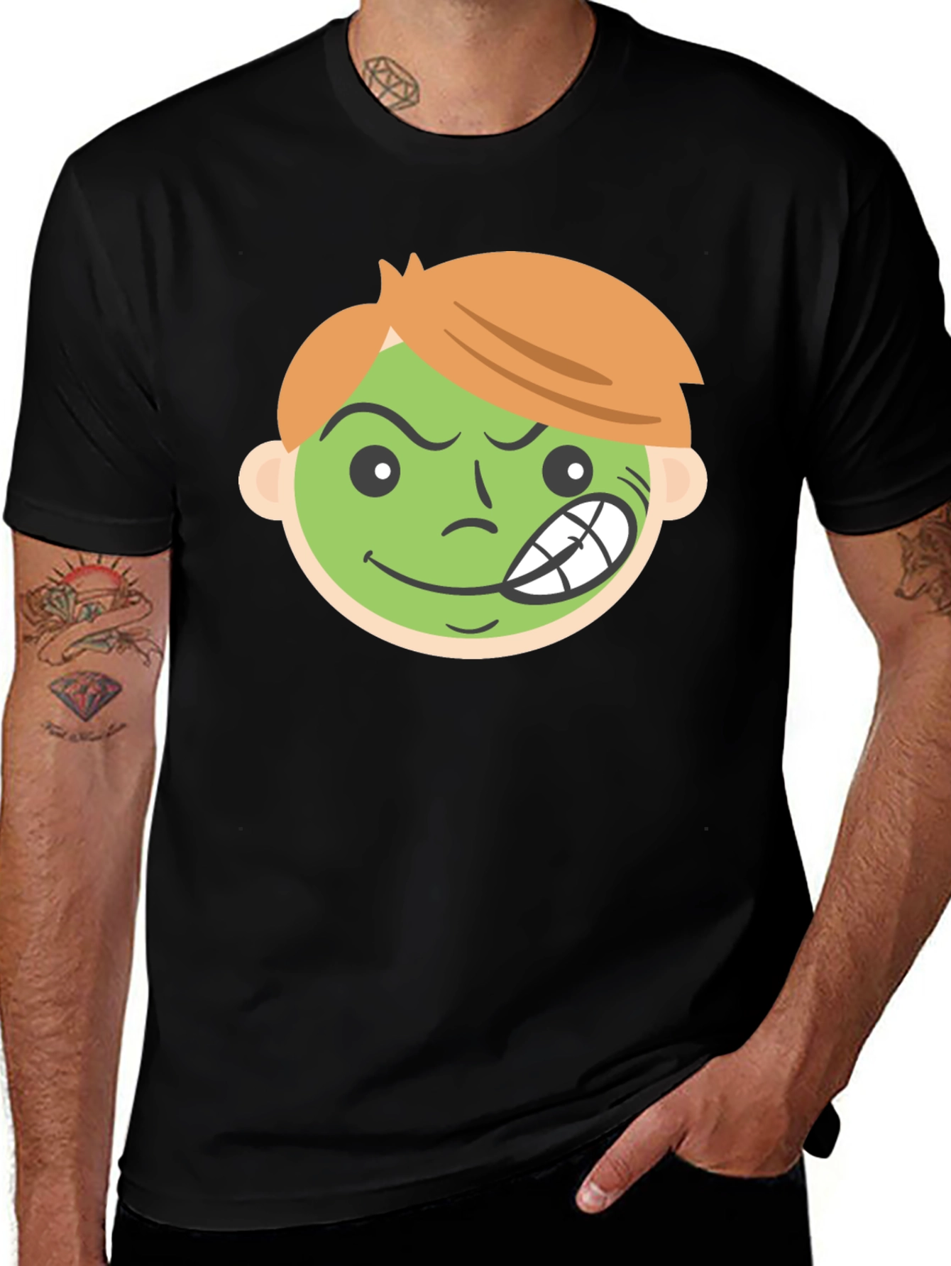 Variant 23 of Cartoon Grin Black T-Shirt