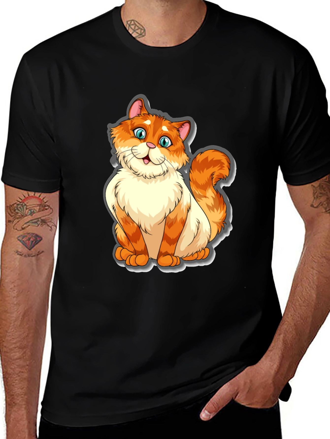 Variant 10 of Cute Cat Graphic Tee - Black