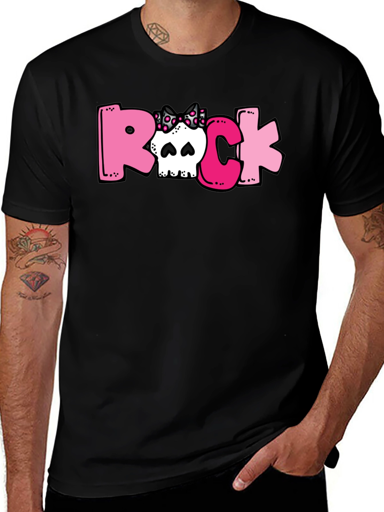 Variant 13 of Cute Skull Rock T-Shirt - Black