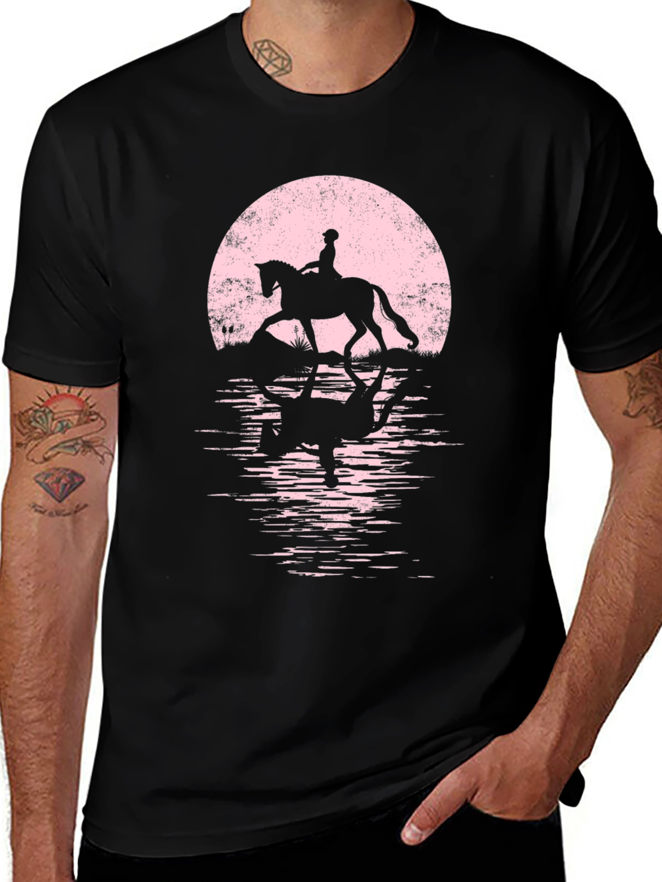 Variant 20 of Equestrian Moon T-Shirt - Horse Riding Silhouette