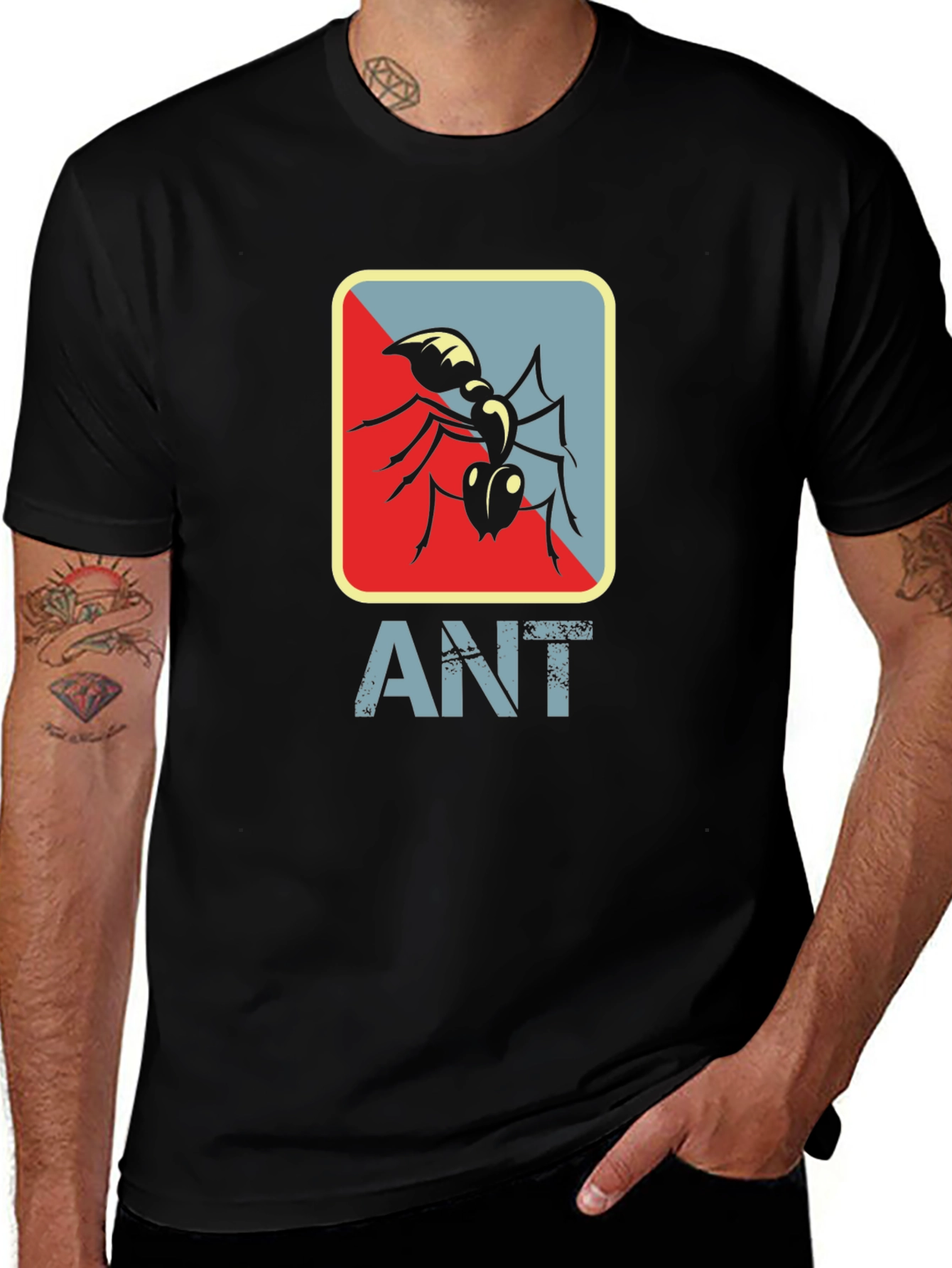 Ant Graphic Tee - Stylish Men's Black T-Shirt