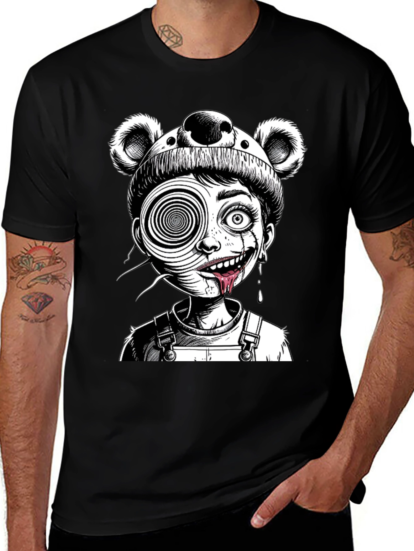 Variant 4 of Unique Graphic Tee - Twisted Bear Design