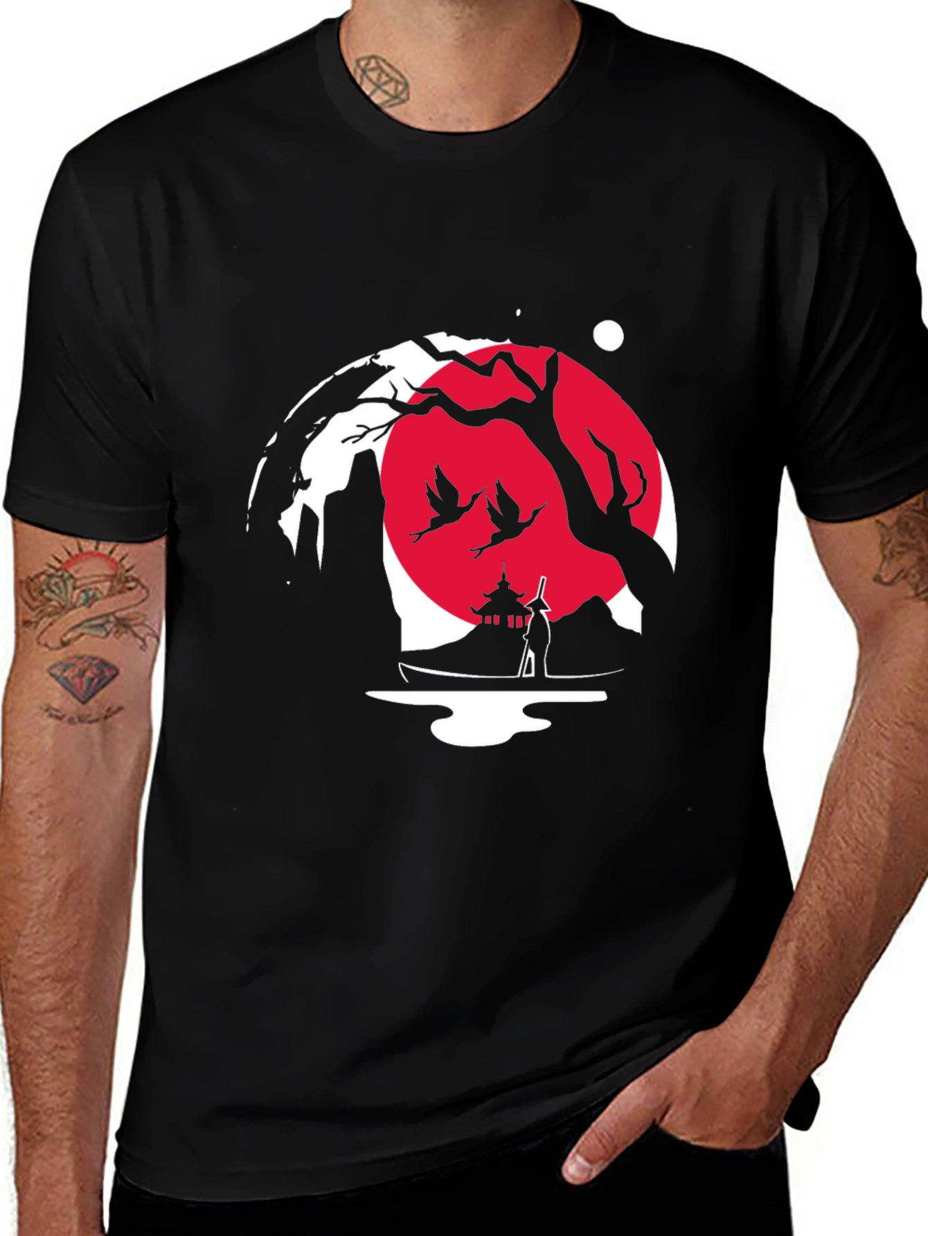 Variant 4 of Japanese Art Graphic Black T-Shirt