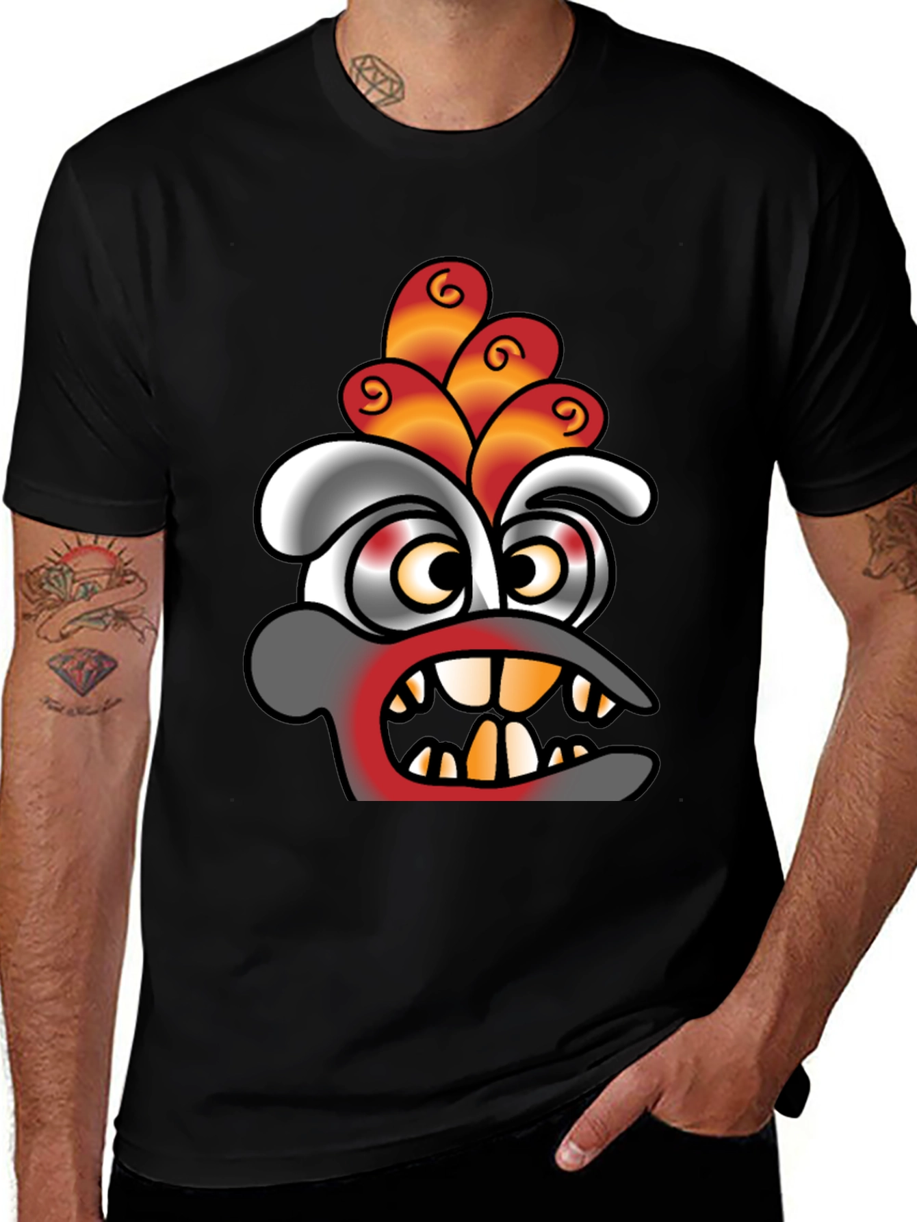 Variant 14 of Cartoon Monster Graphic Black Tee