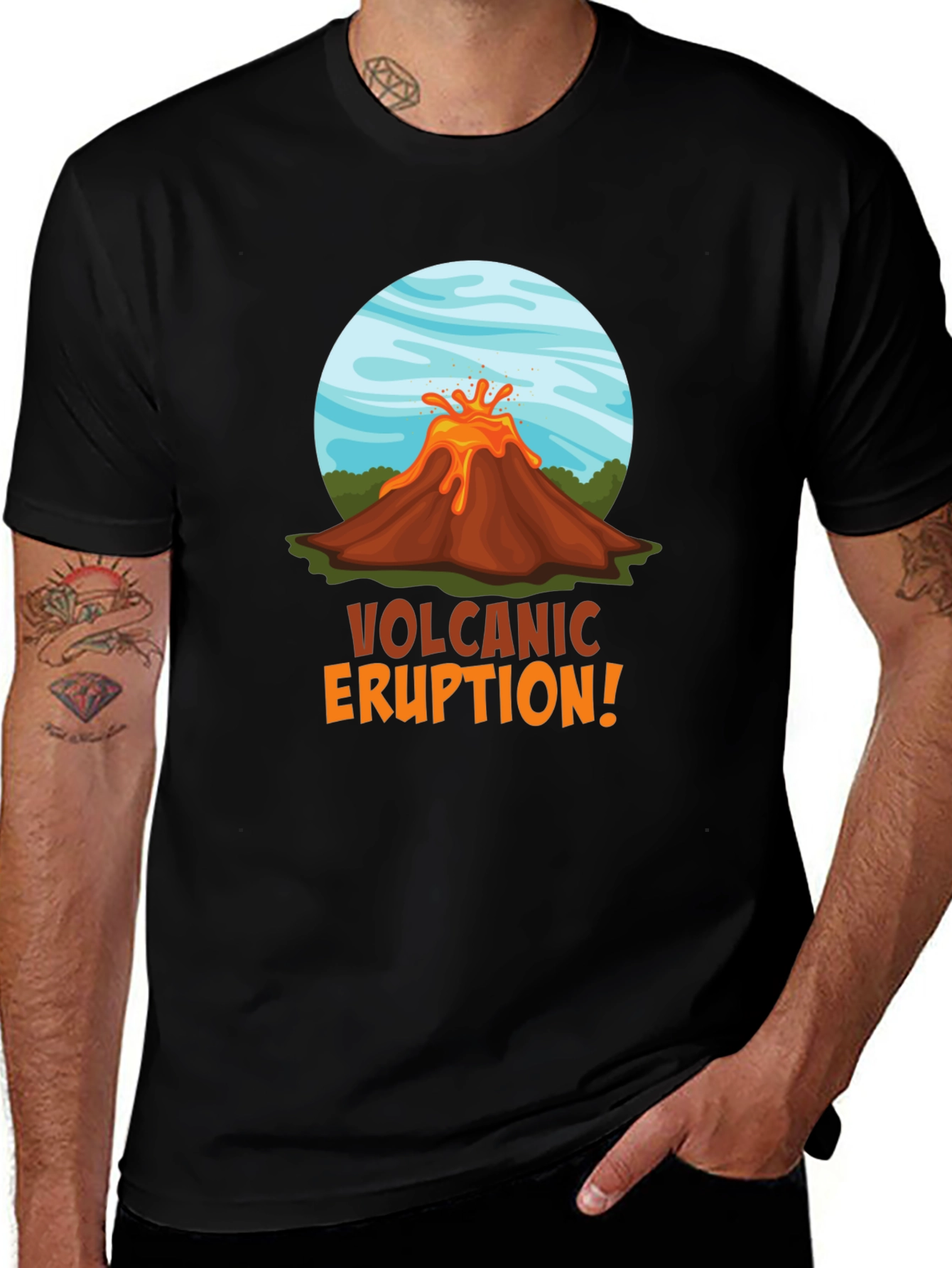 Variant 24 of Volcanic Eruption Graphic T-Shirt - Black
