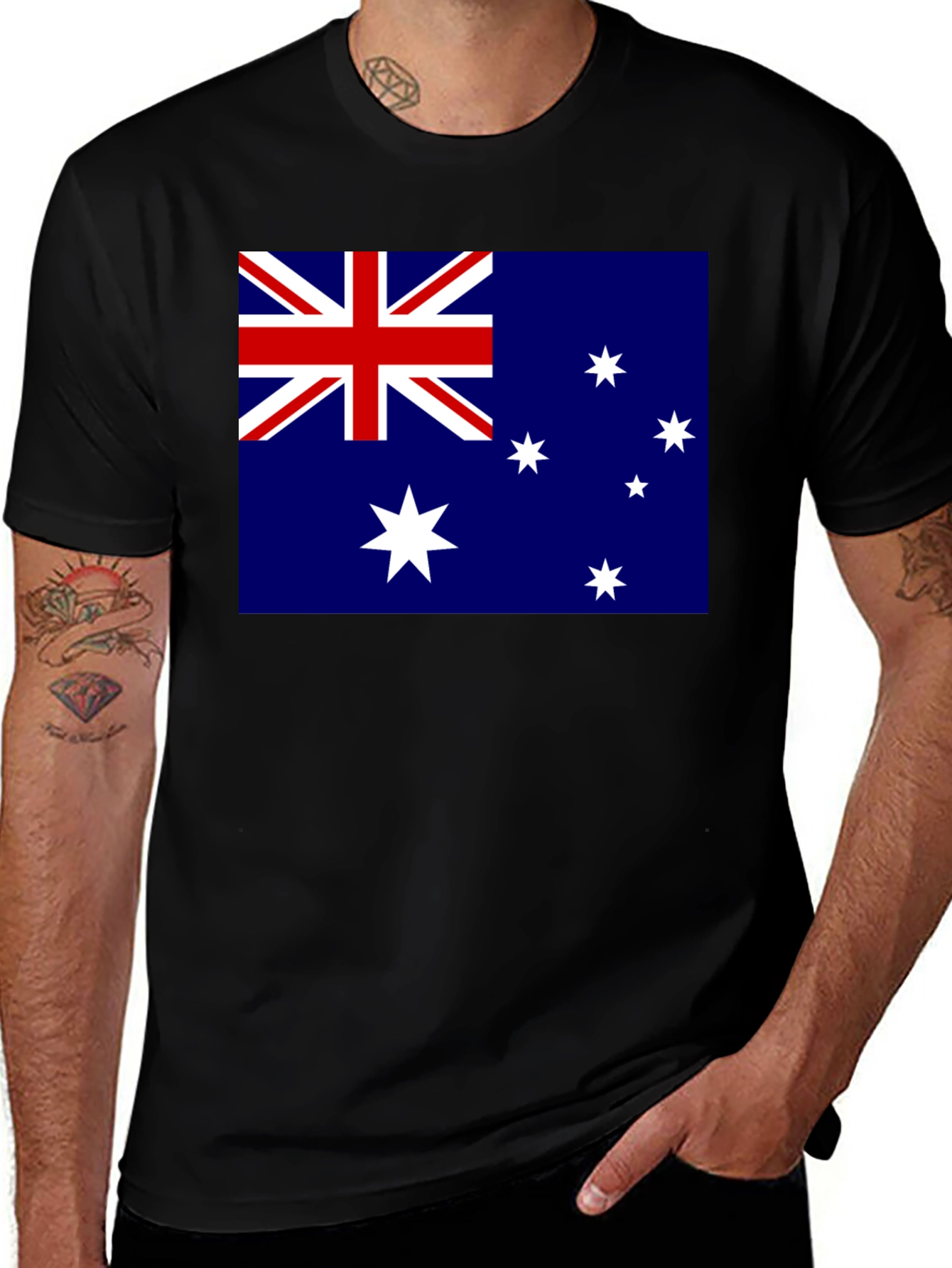 Australia Flag Graphic Print Black T-Shirt