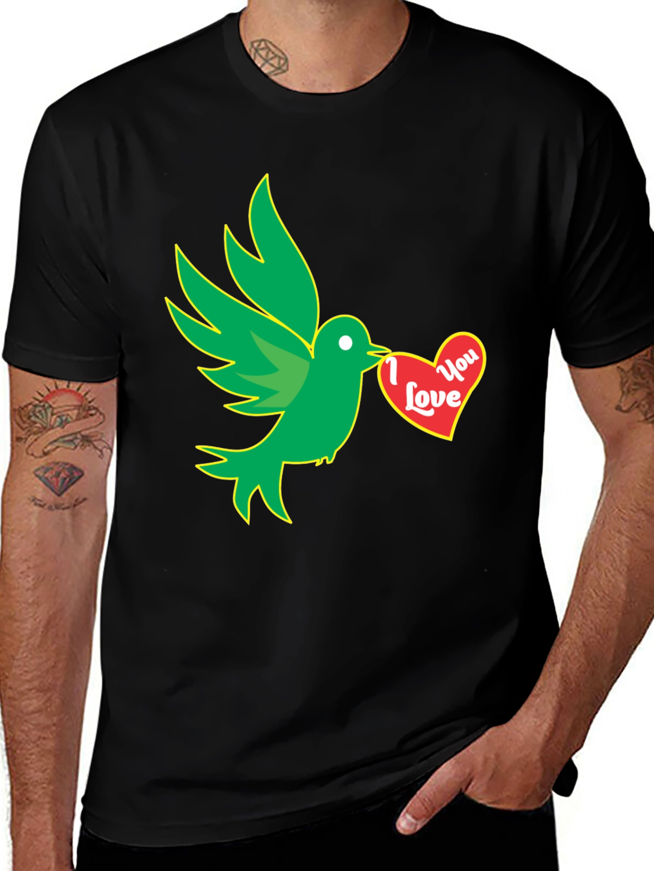 Variant 4 of Love Bird Graphic T-Shirt - Black