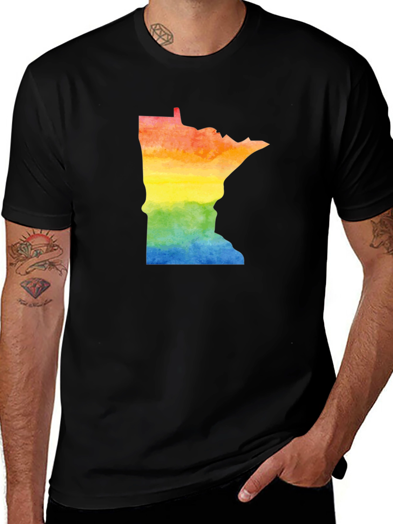 Minnesota Pride State Rainbow Watercolor T-Shirt