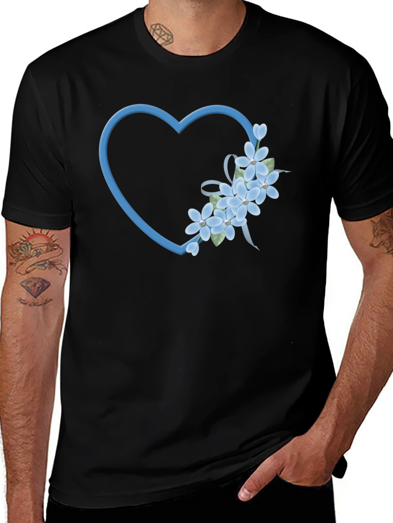 Variant 13 of Floral Heart Graphic Tee - Soft Cotton Blend