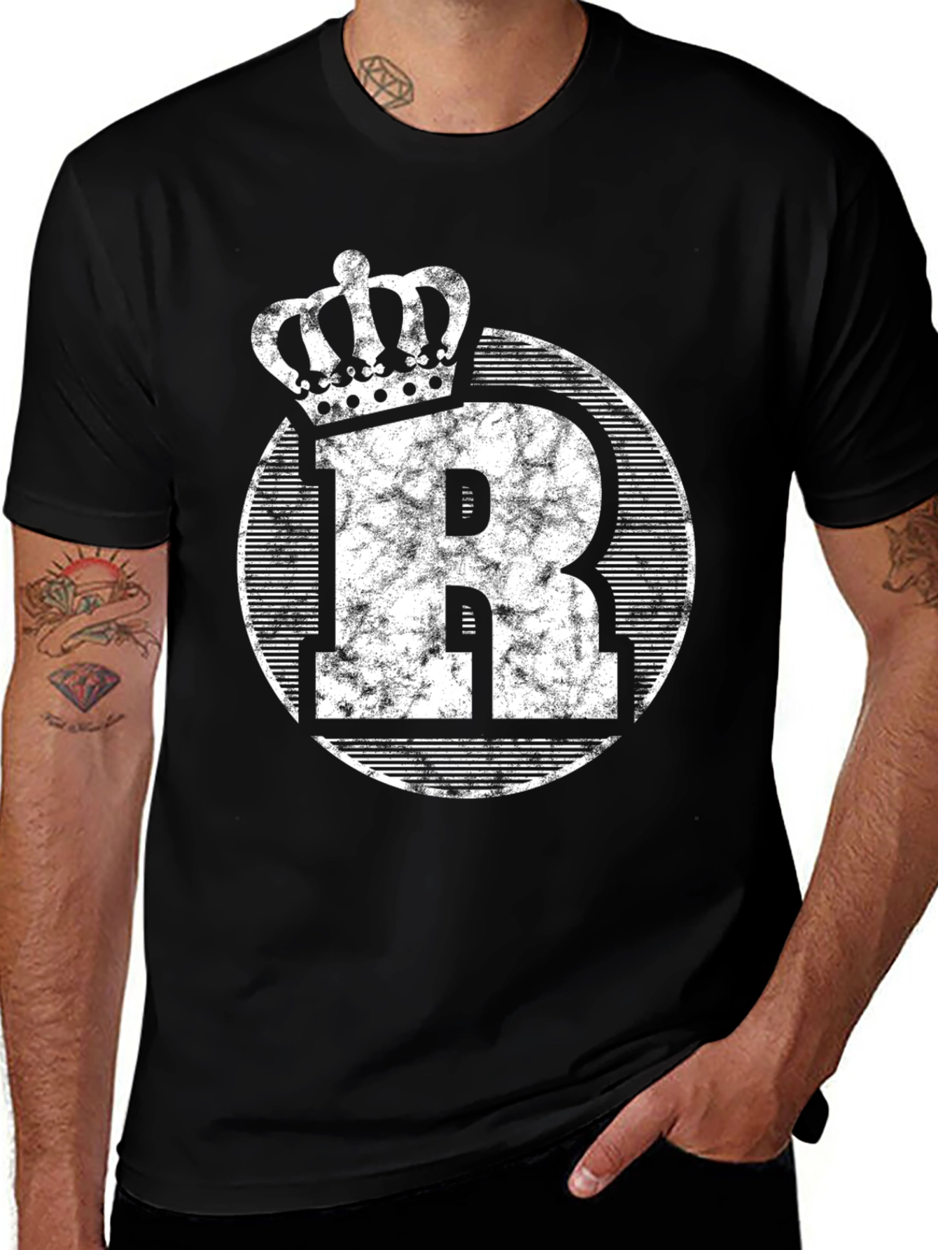 Variant 17 of King R Graphic Tee - Distressed Crown Letter T-Shirt
