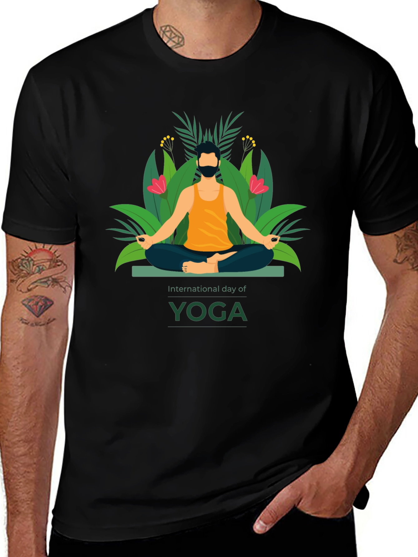 Variant 14 of International Yoga Day Graphic Tee - Black