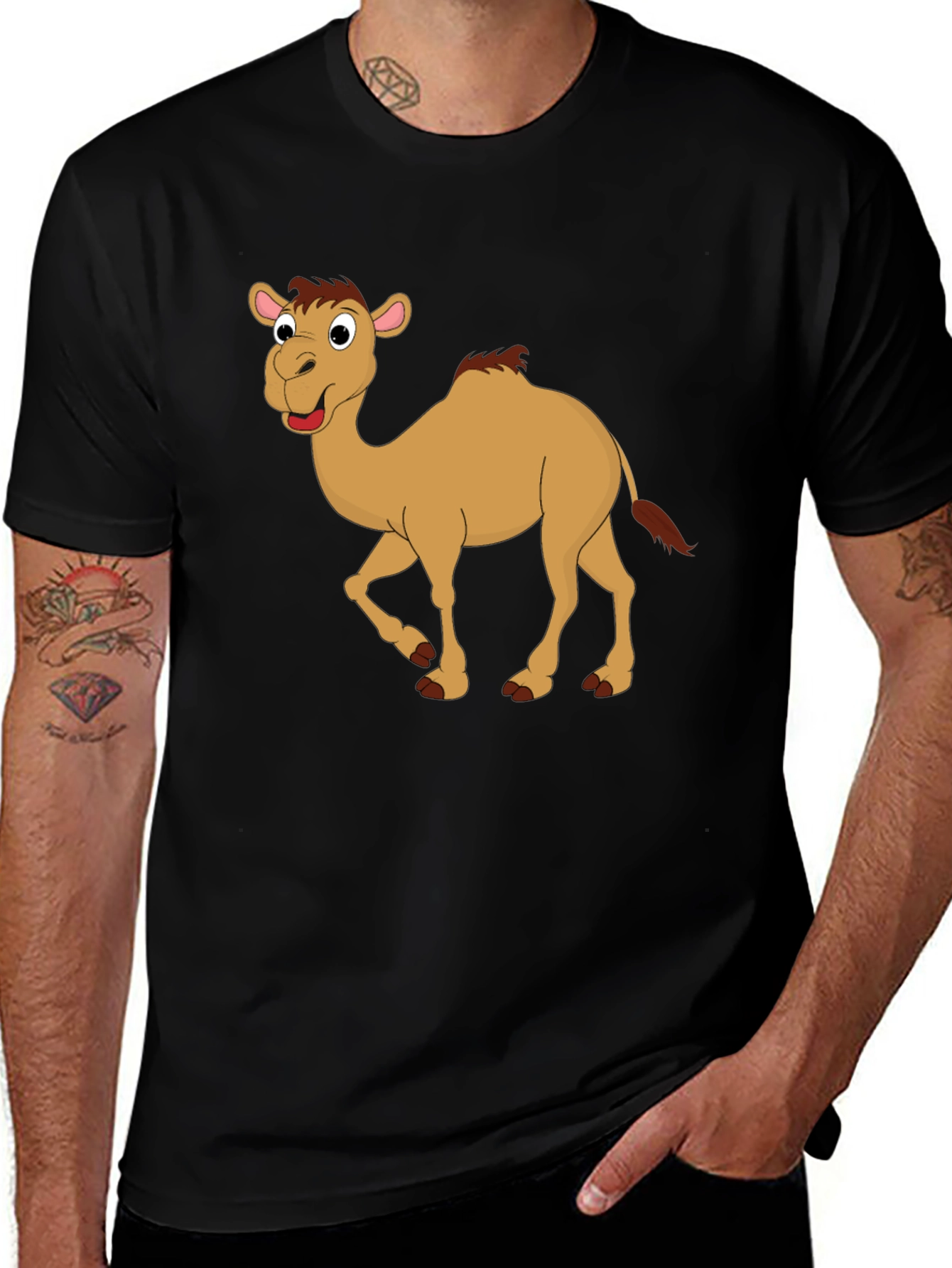 Black Camel Cartoon Black T-Shirt main image