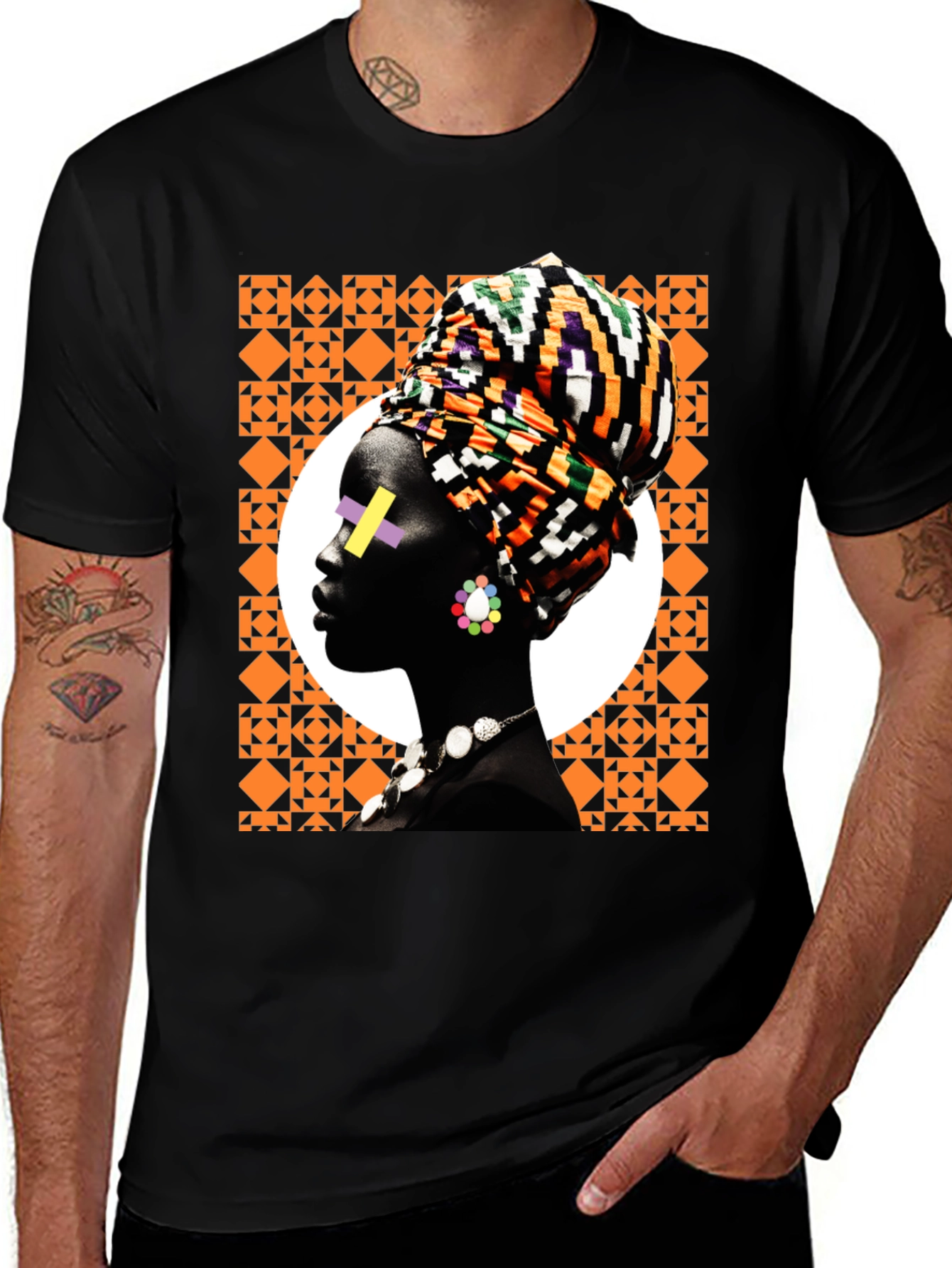 Variant 23 of Stylish Black T-Shirt with African Woman Graphic