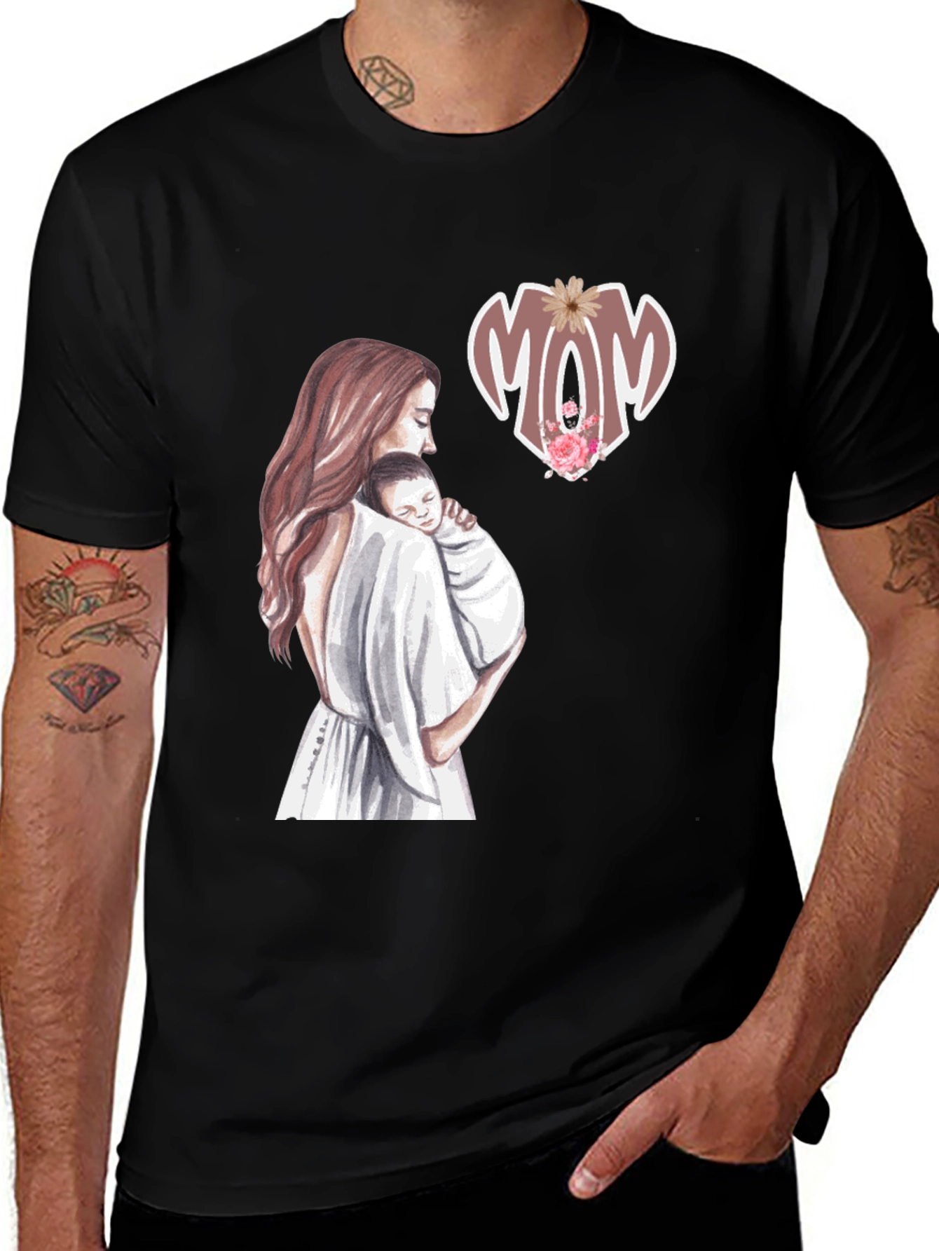 Variant 19 of Mom & Baby Graphic Tee - Black Cotton Blend