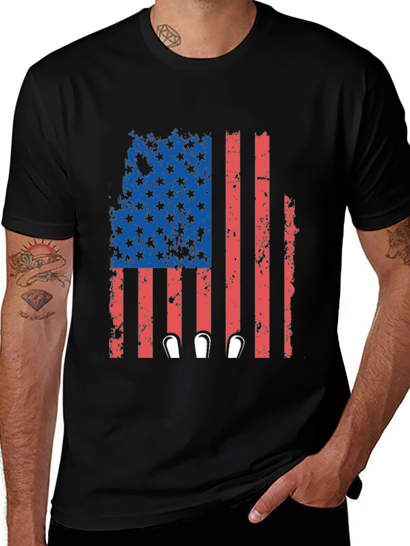 Variant 25 of Patriotic Flag Bowling T-Shirt