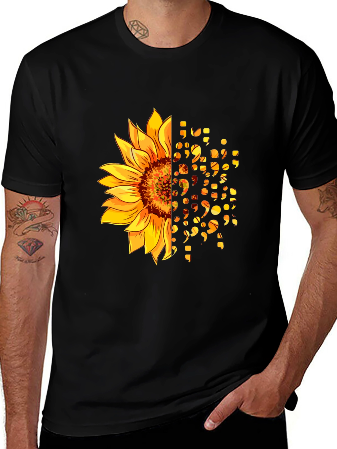 Variant 24 of Sunflower Semicolon Graphic Tee - Mental Health Awareness