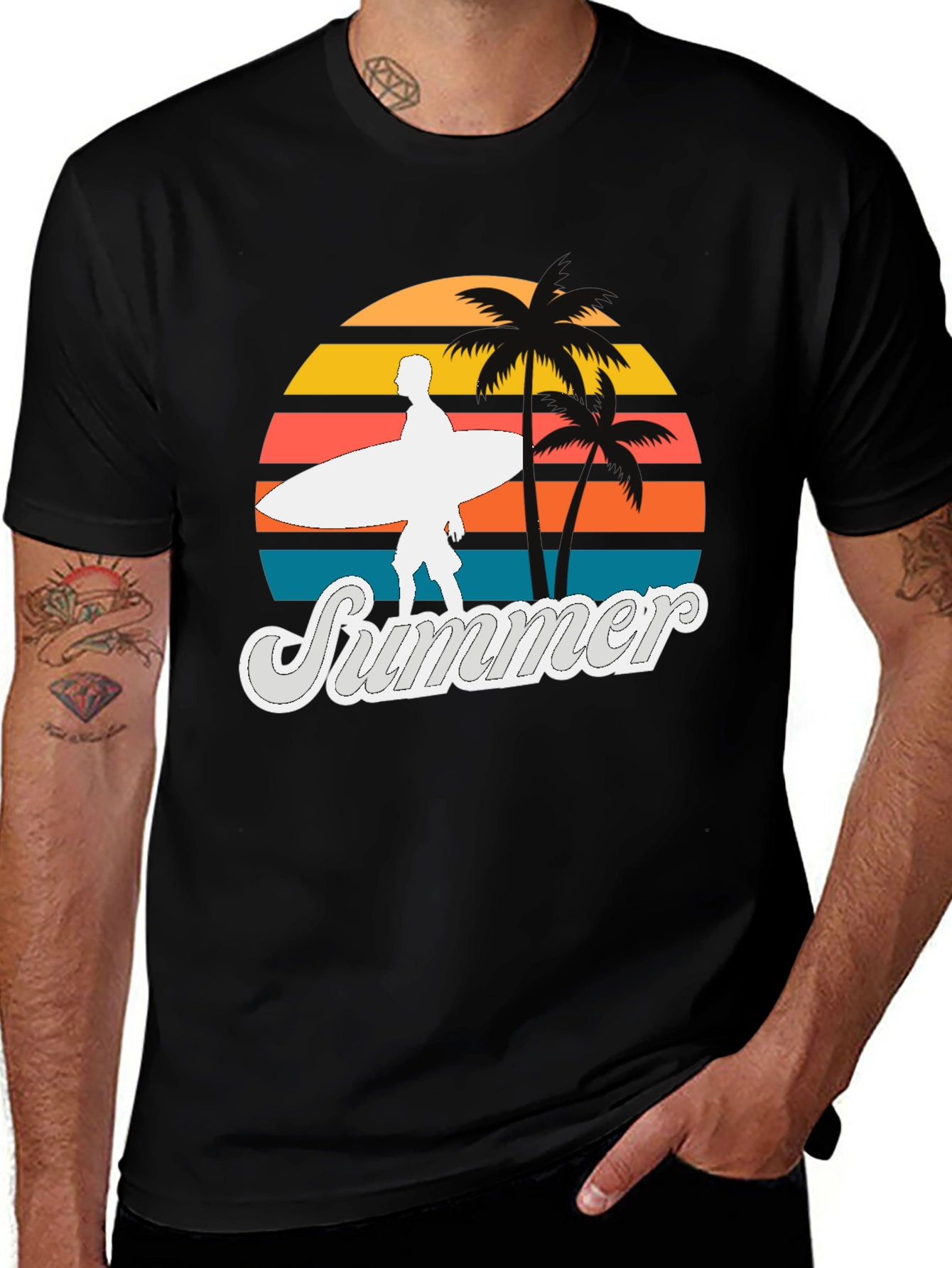 Variant 8 of Retro Summer Surfer T-Shirt - Beach Vibes