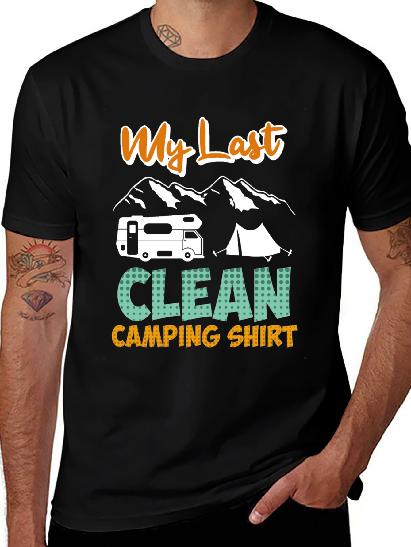 Variant 9 of My Last Clean Camping Shirt - Black Tee