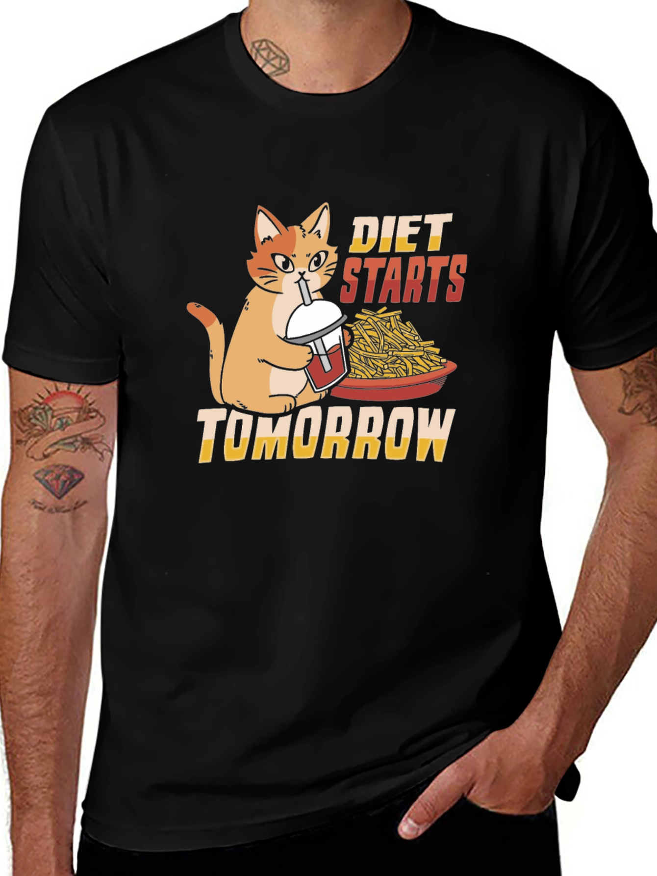 Variant 8 of Diet Starts Tomorrow Funny Cat T-Shirt
