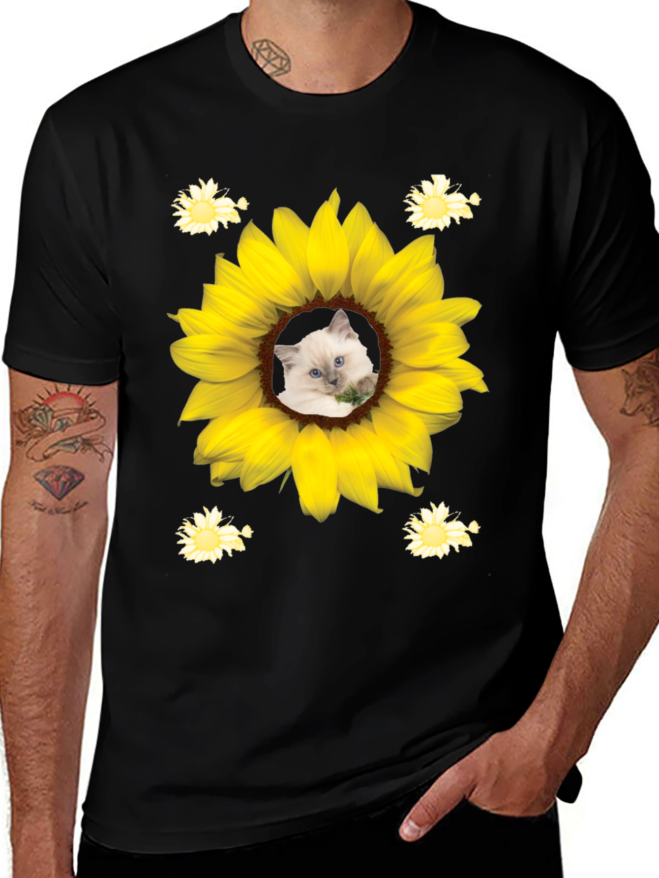 Variant 17 of Sunflower Cat T-Shirt - Unique Graphic Tee