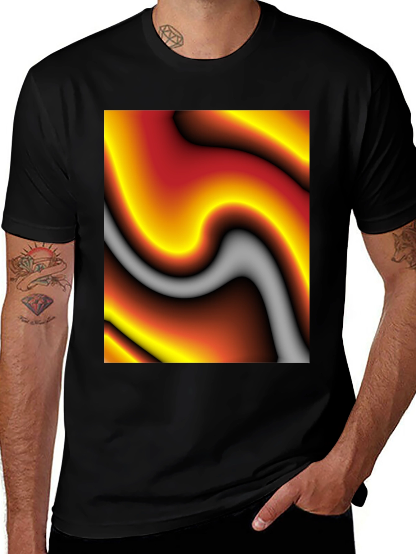 Variant 11 of Abstract Art Graphic Tee - Soft Black Cotton