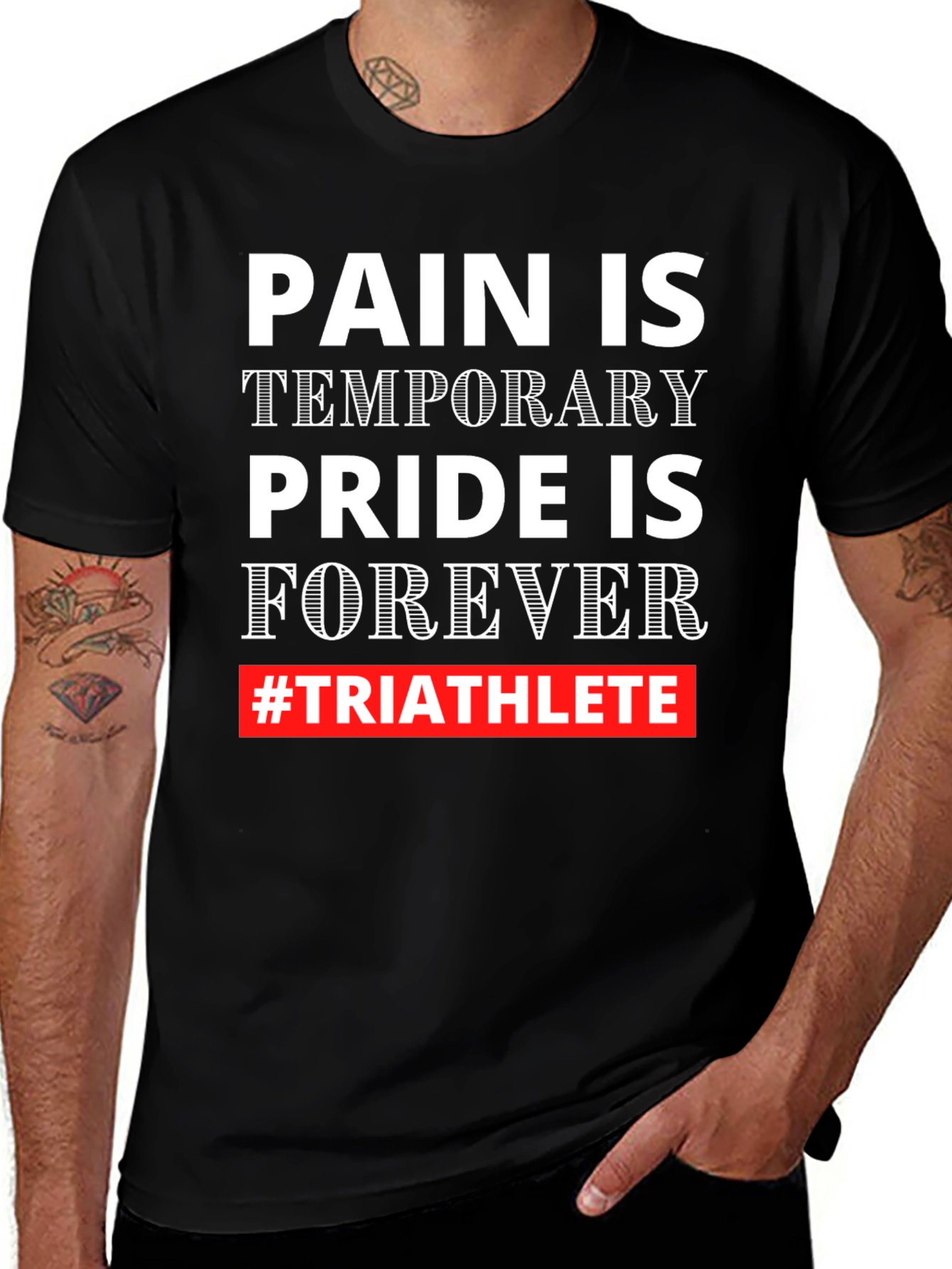 Variant 30 of Triathlete Pride Tee - Pain Is Temporary, Forever