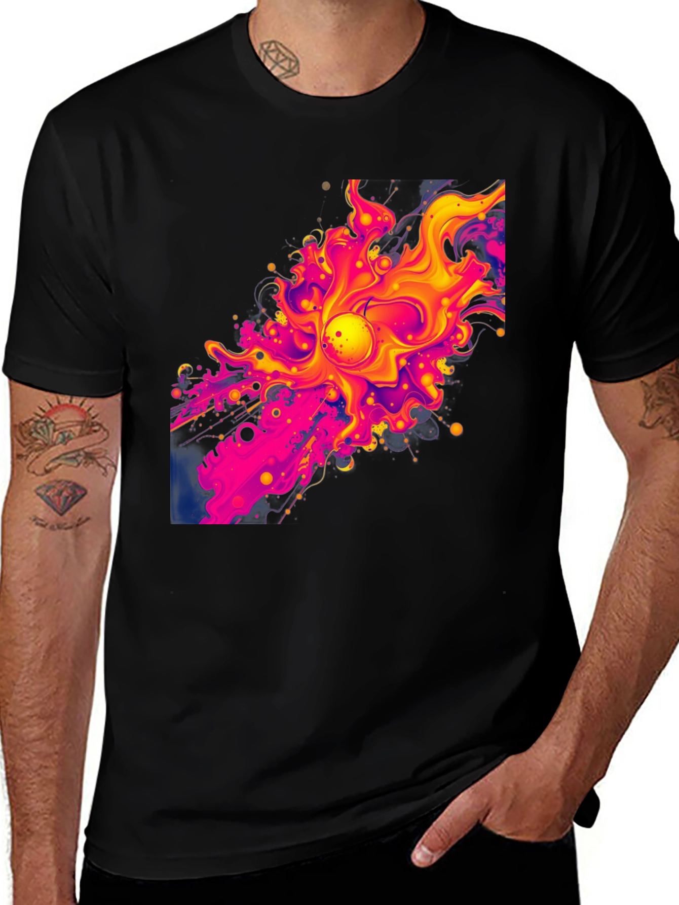Variant 17 of Vibrant Abstract Graphic Print Black T-Shirt