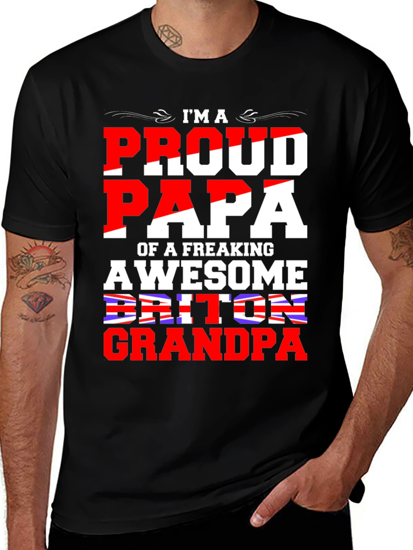 Variant 18 of Proud Papa of a Freaking Awesome Briton Grandpa T-Shirt