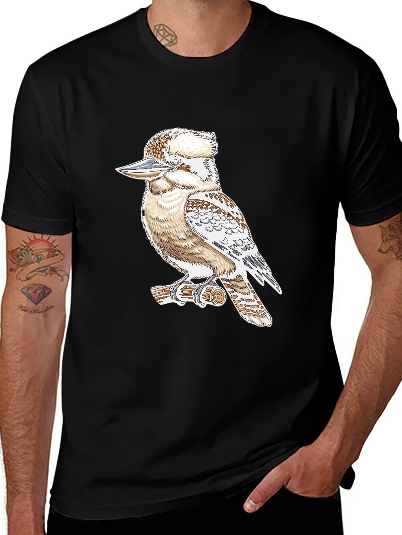 Variant 28 of Kookaburra Bird Graphic Print Black T-Shirt
