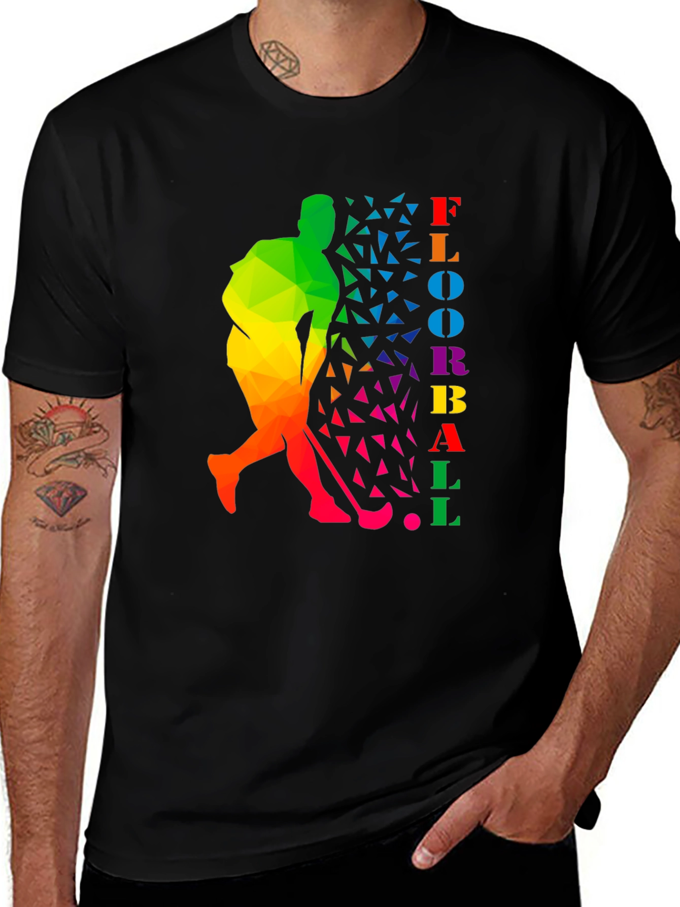 Variant 20 of Rainbow Floorball Player Graphic T-Shirt