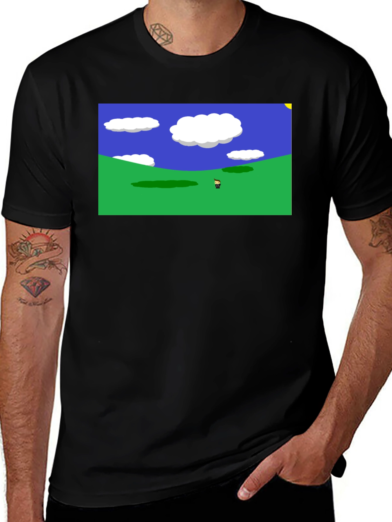 Variant 20 of Retro Video Game Landscape Black Tee