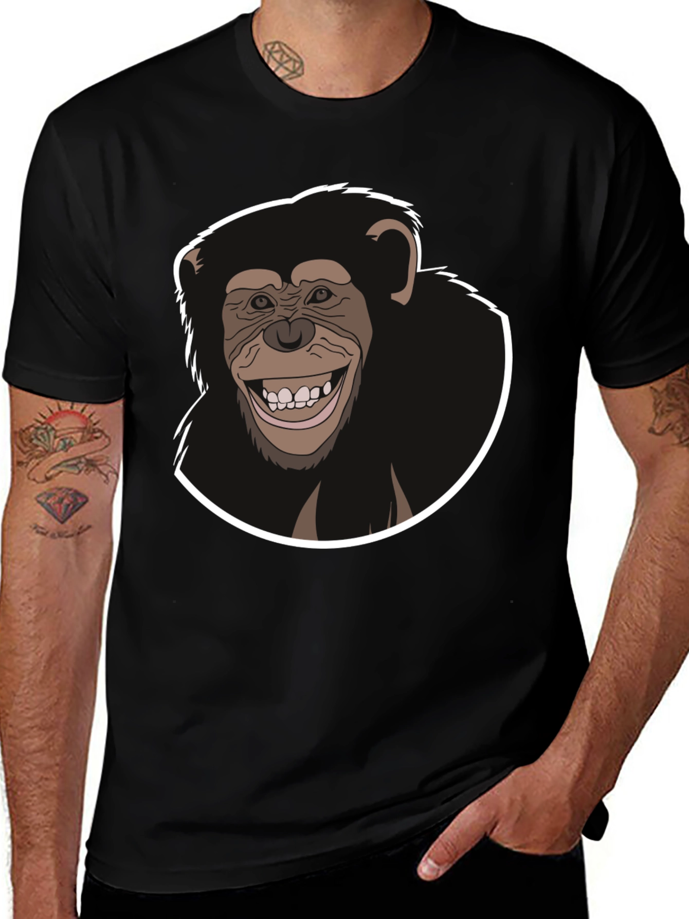 Variant 30 of Chimpanzee Graphic Tee - Black Cotton T-Shirt
