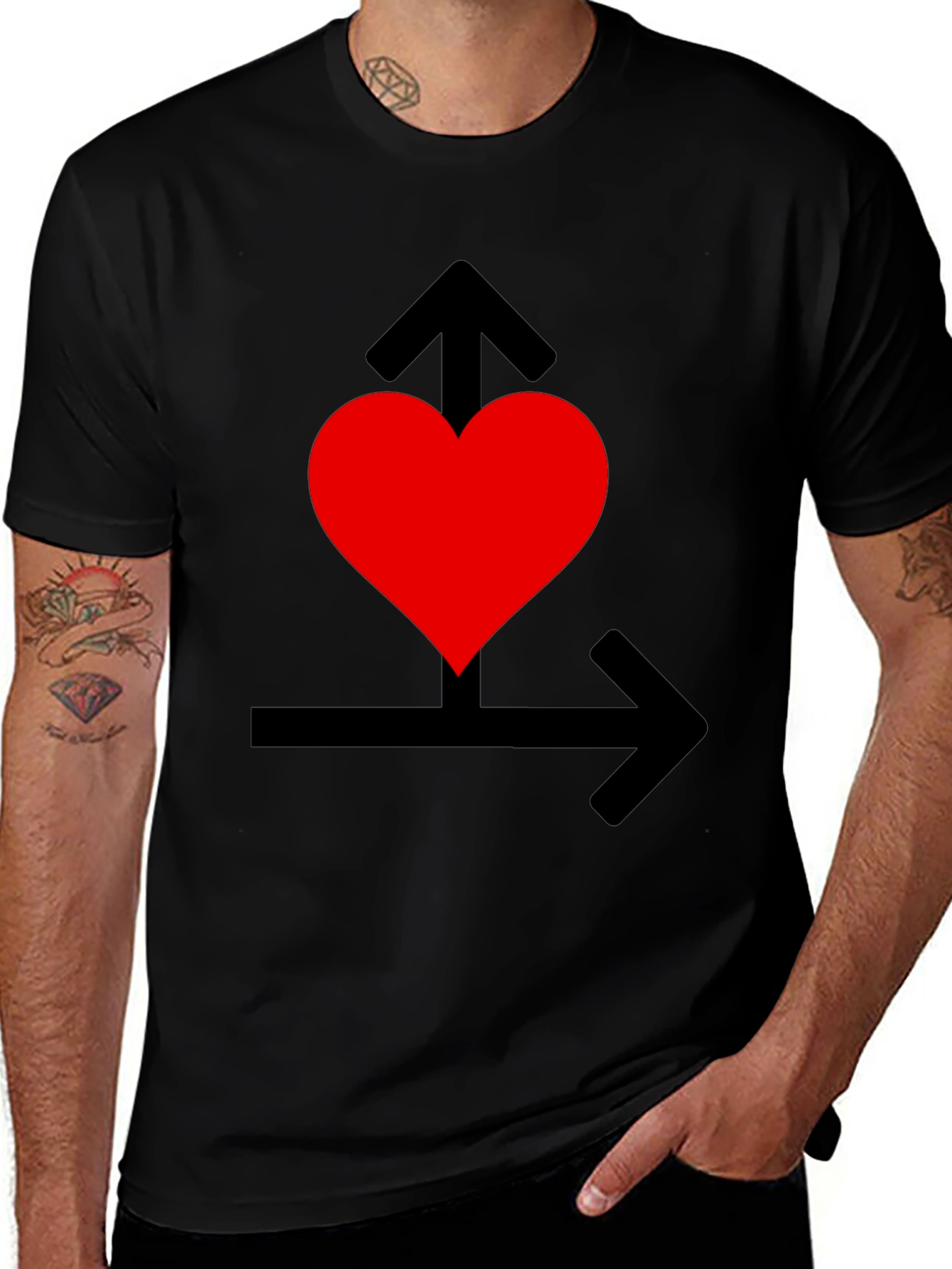 Variant 14 of Heart Arrows Black Graphic Tee