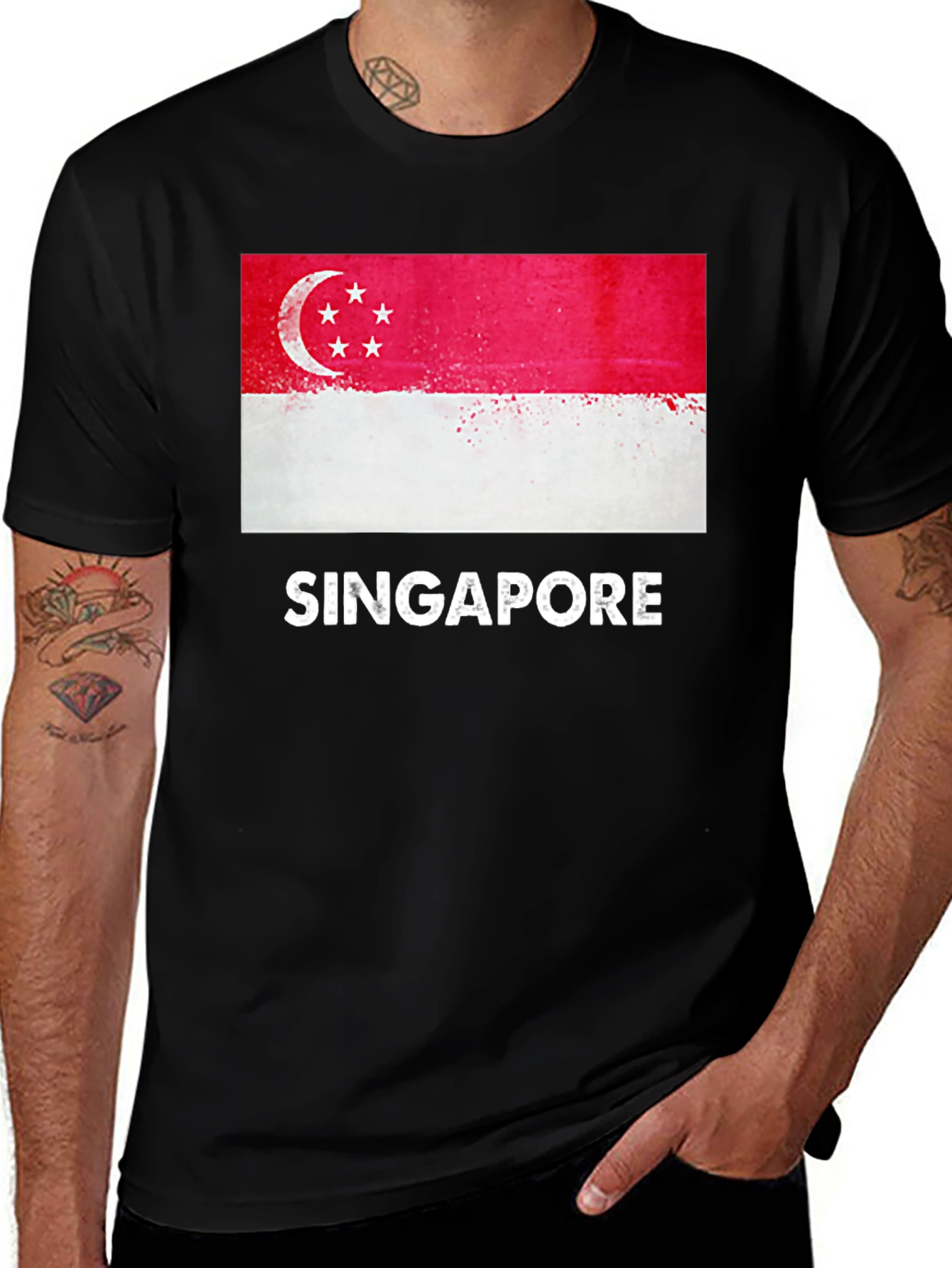 Variant 7 of Singapore Flag T-Shirt - Patriotic Graphic Tee