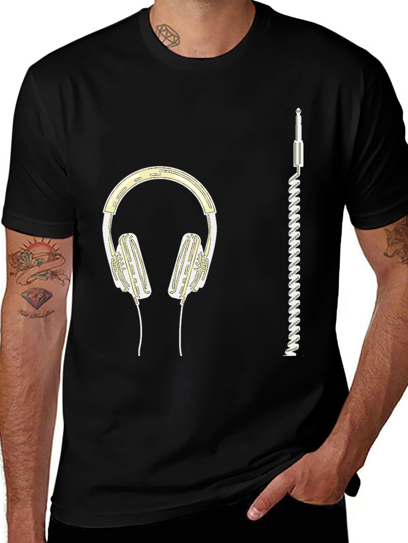 Headphones Graphic Tee - Music Lover Shirt