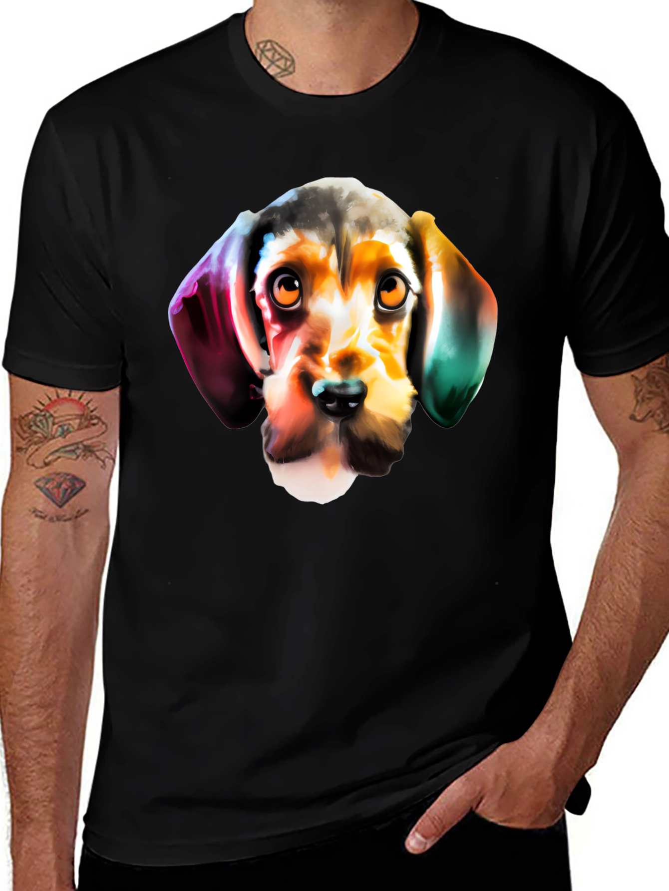 Variant 21 of Dog Graphic Print Black Casual T-Shirt