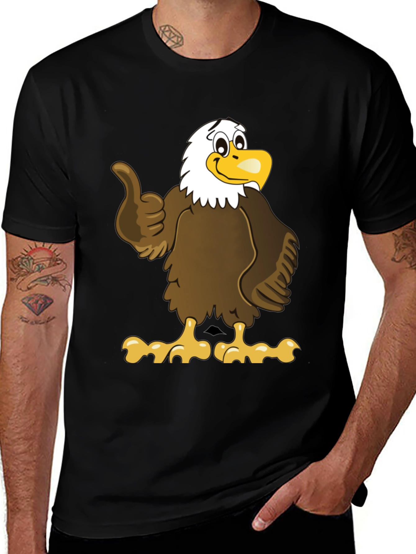 Variant 7 of Men's Black T-Shirt with Eagle Graphic