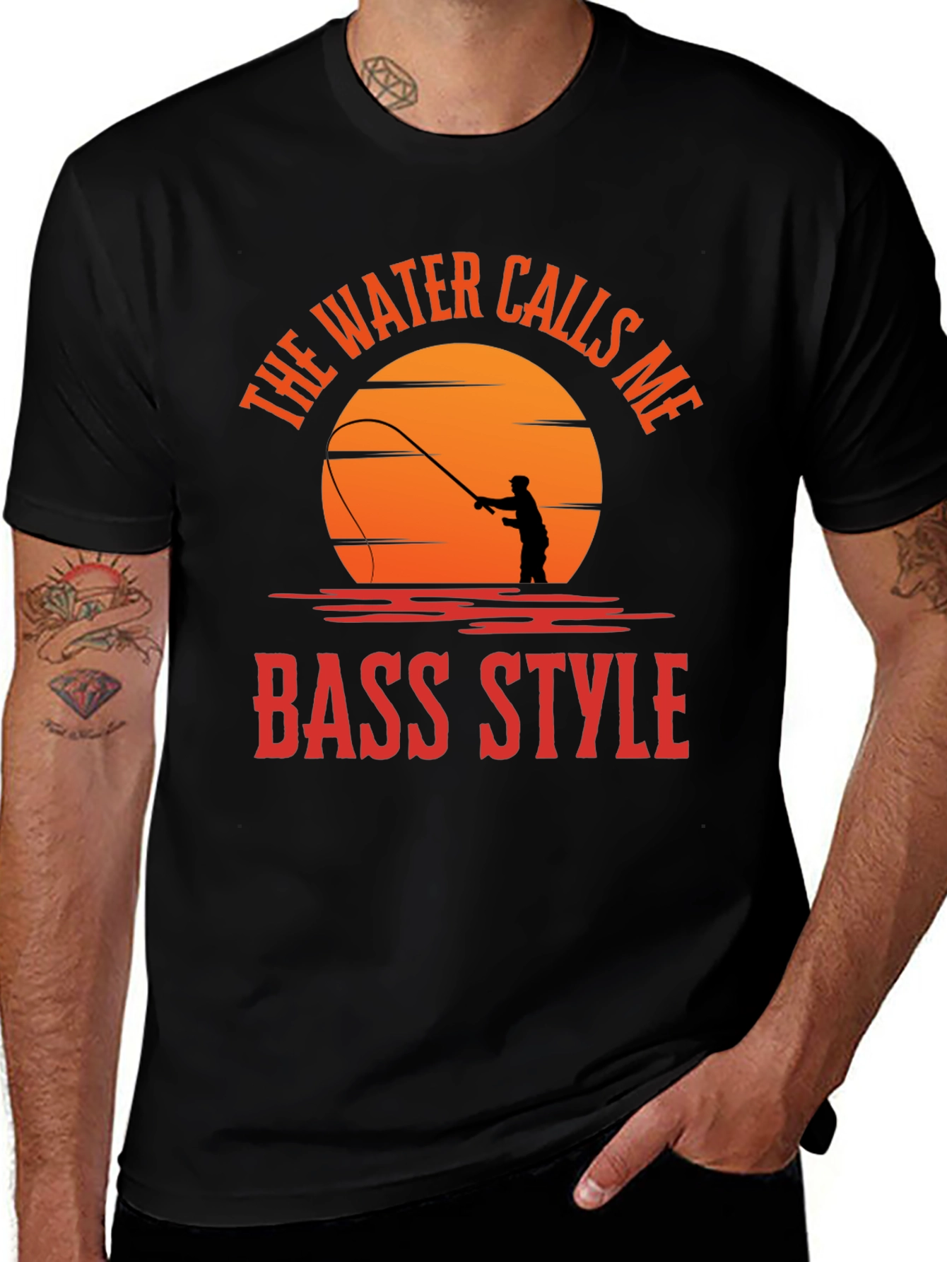 Variant 6 of Bass Style Fishing T-Shirt - Water Calls Me