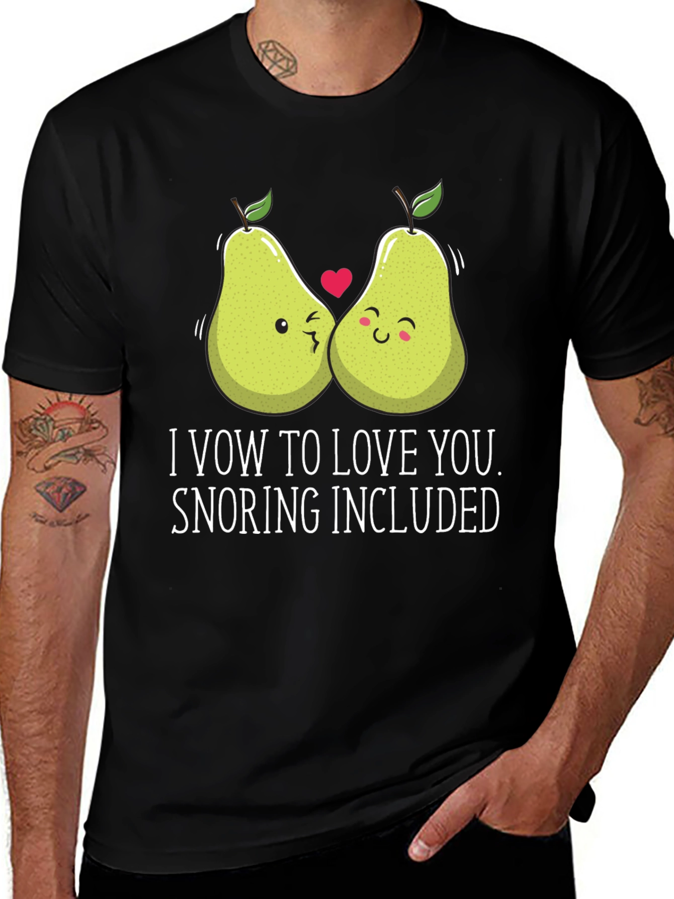 Variant 22 of Cute Pear Couple T-Shirt - I Vow To Love You Snoring Included