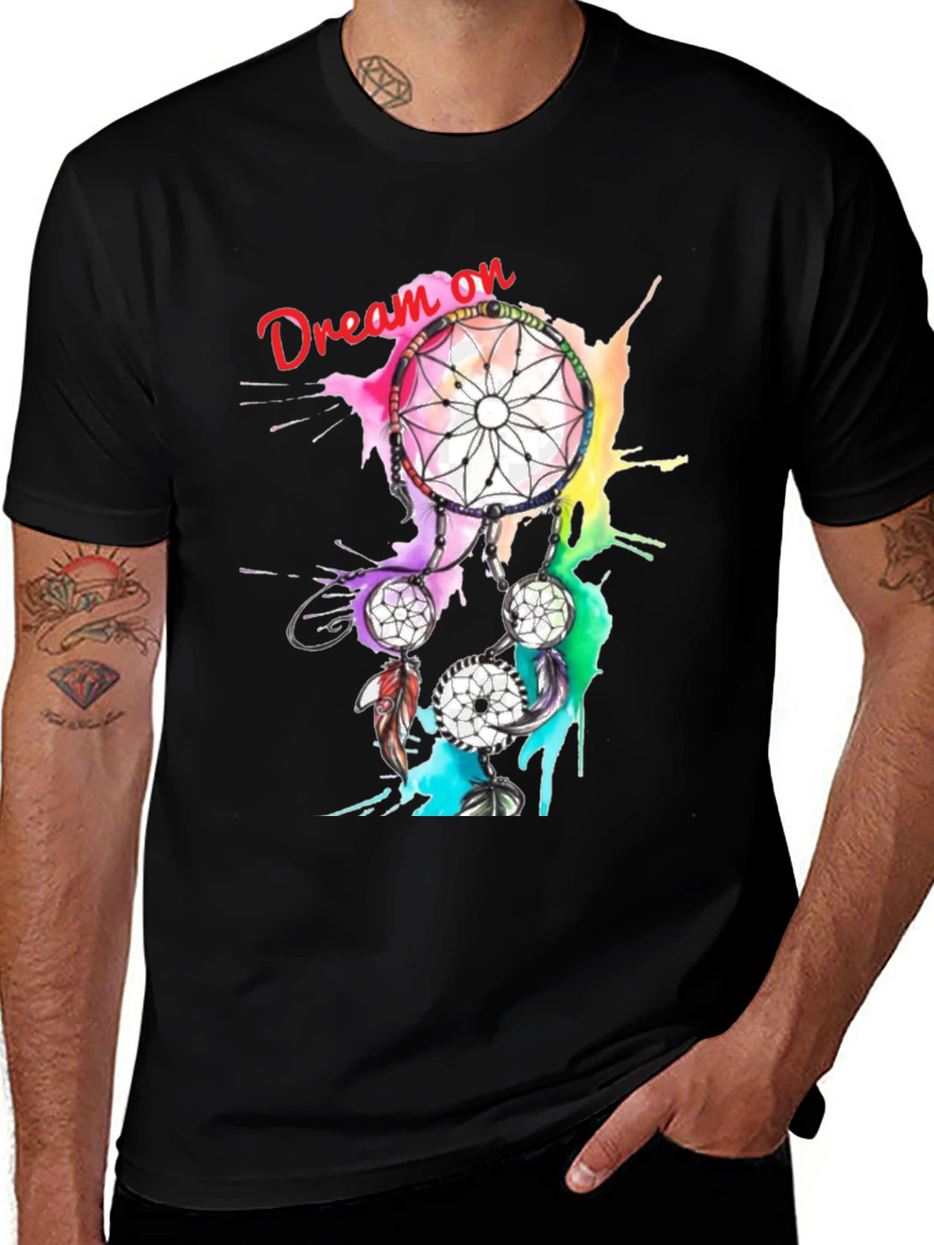 Variant 17 of Dream On Dreamcatcher Graphic Tee - Unique Watercolor Design