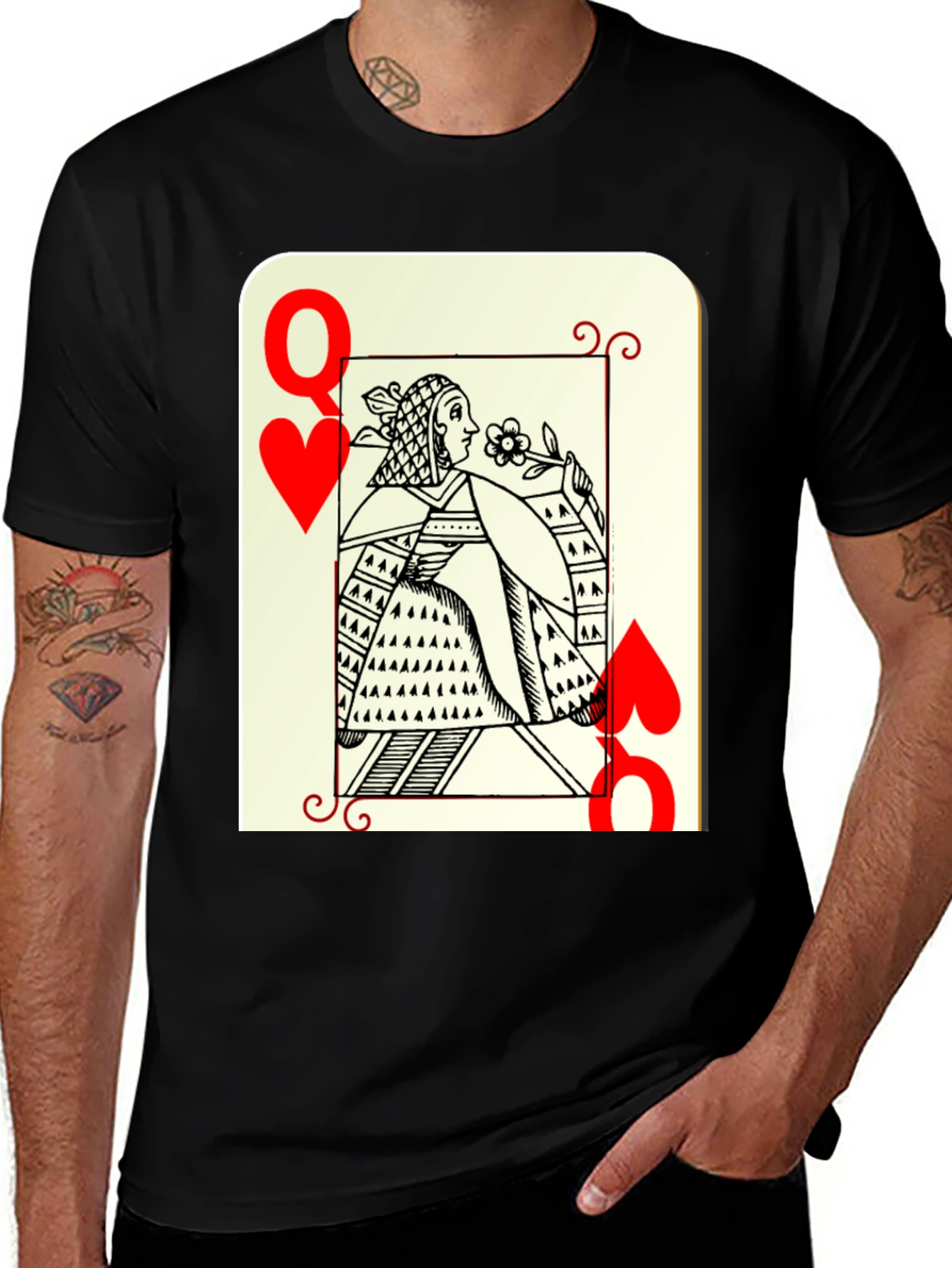 Variant 24 of Queen of Hearts Playing Card Graphic T-Shirt
