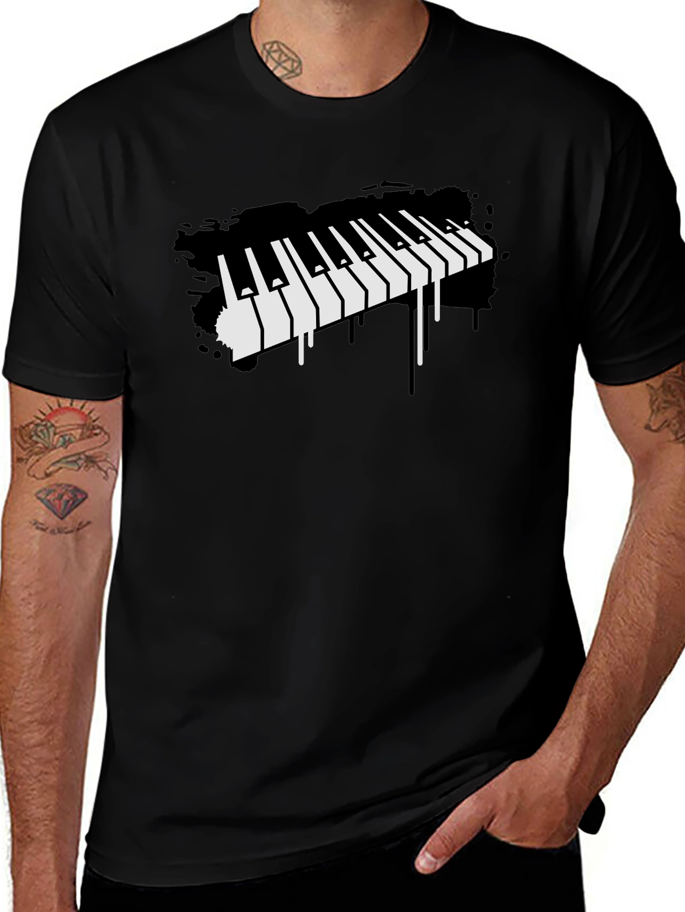 Variant 19 of Piano Keys Graphic Black T-Shirt