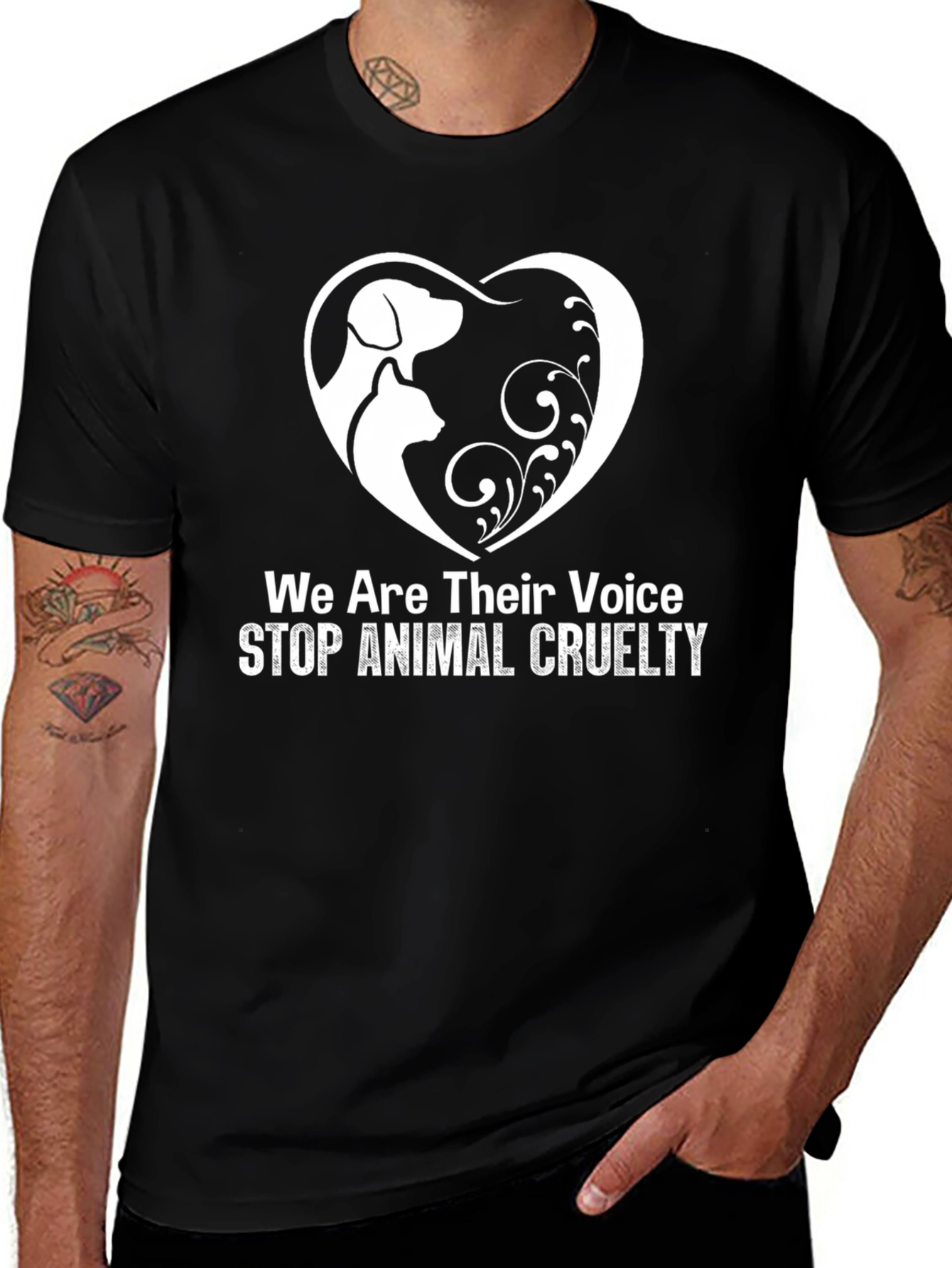Black Animal Rights T-Shirt - Stop Animal Cruelty Design main image