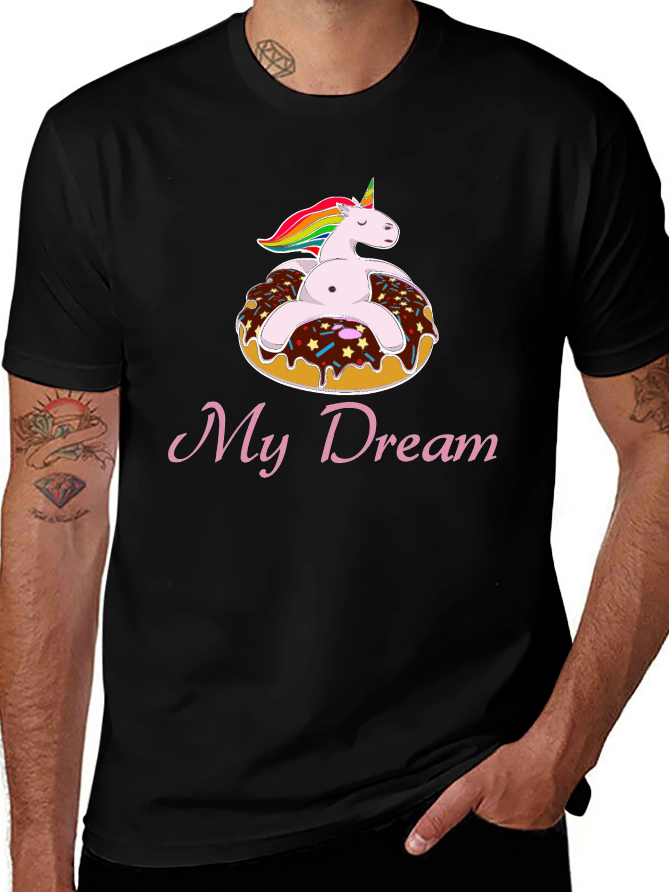 Variant 2 of Unicorn Donut My Dream Black T-Shirt