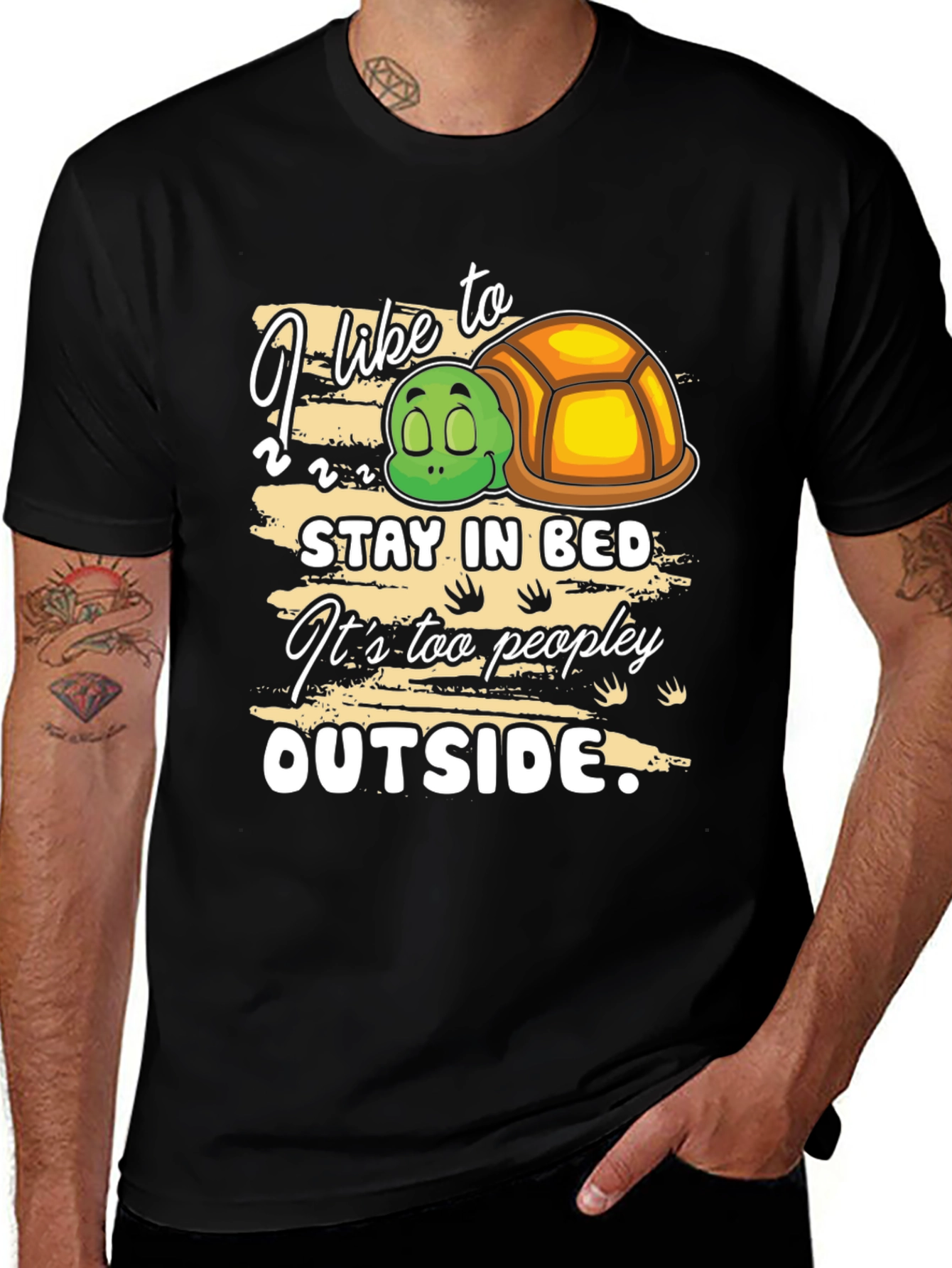 Variant 25 of I Like to Stay in Bed Turtle T-Shirt