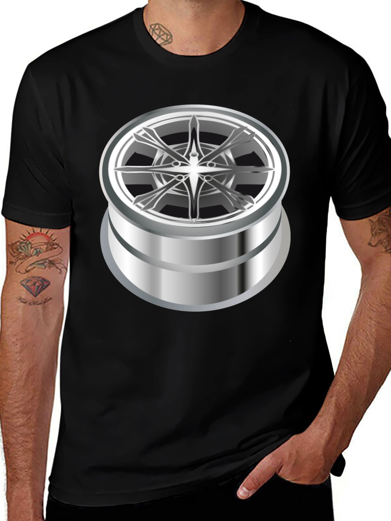Variant 15 of Graphic Tee with Abstract Chrome Design