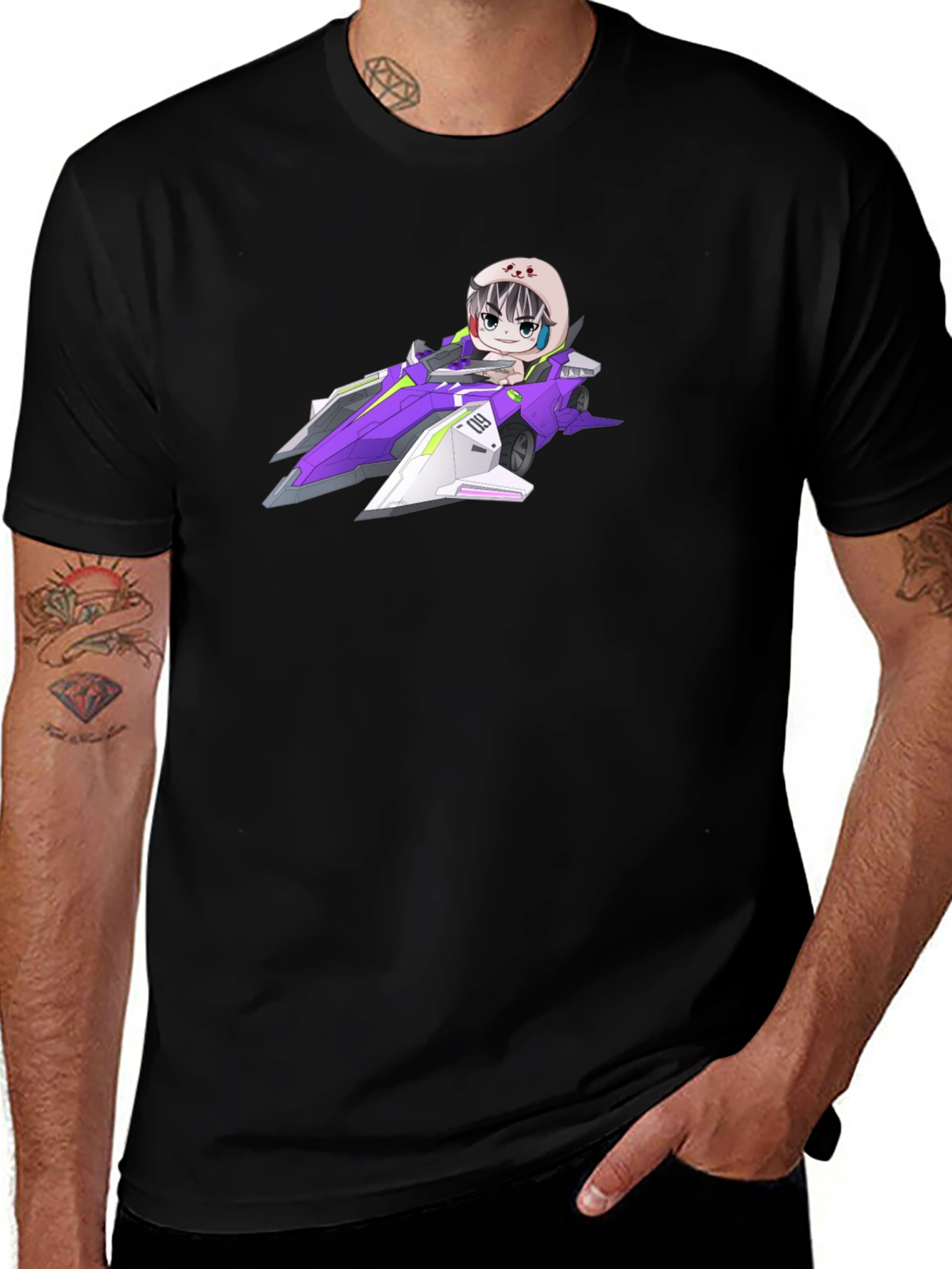 Variant 19 of Anime Racer T-Shirt - Black Cotton Tee